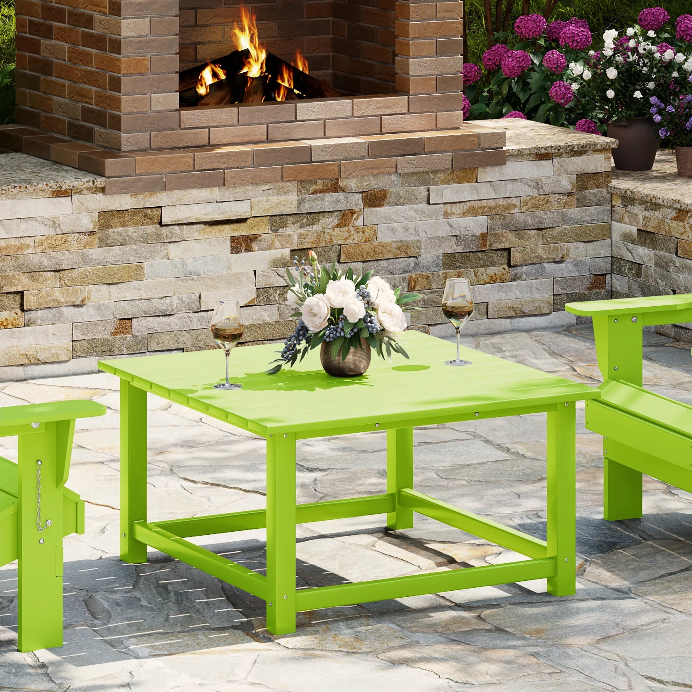Paradise Low Outdoor HDPE Square Patio Coffee Table