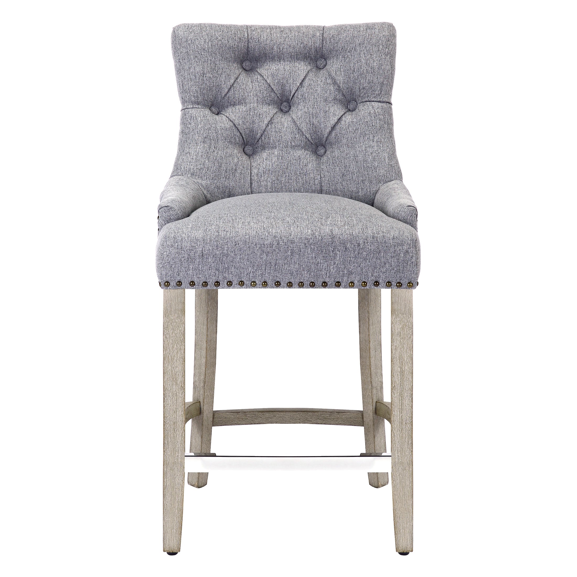 Bellmount 24" Upholstered Wood Bar Stool with Tufted Back