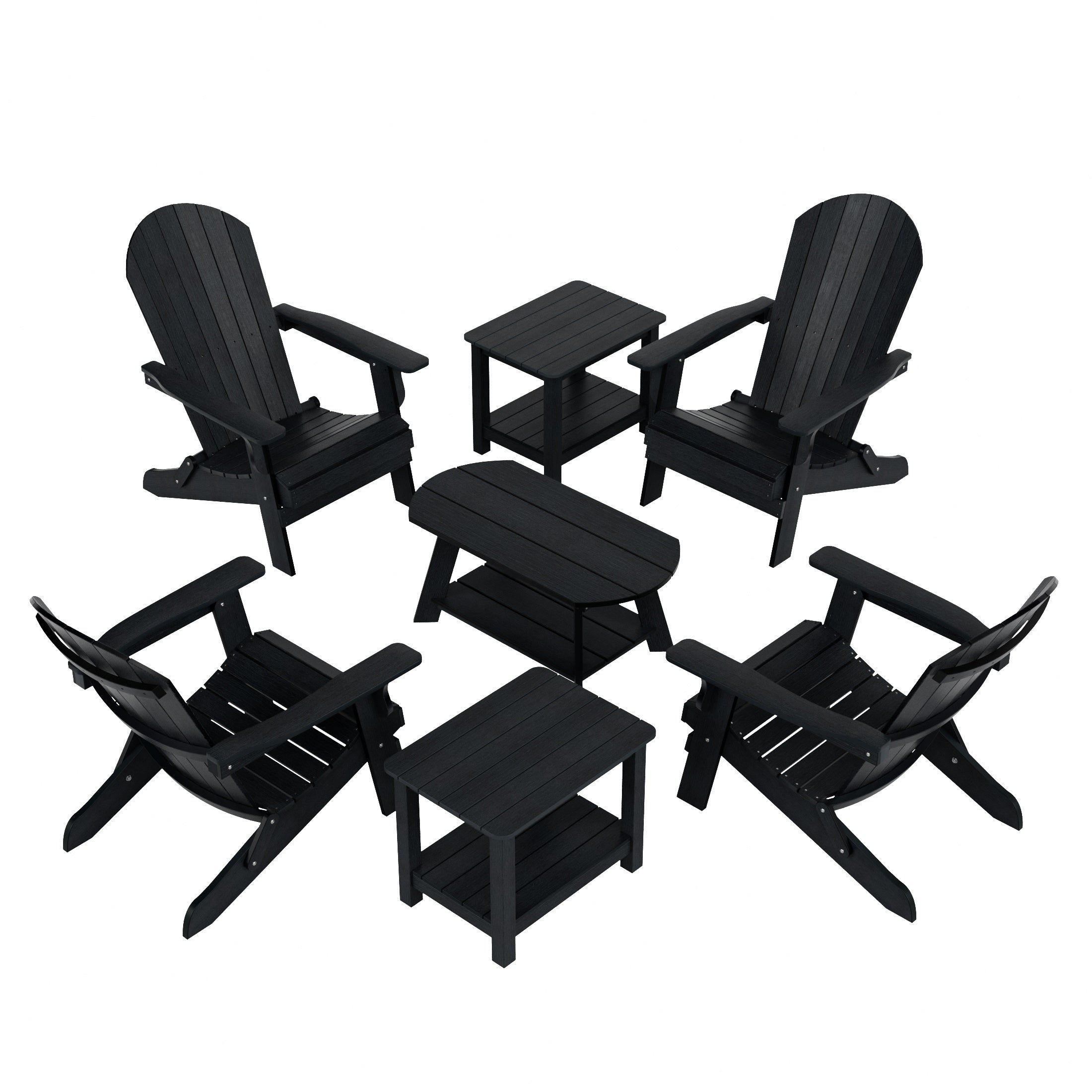 Florence 7-Piece HIPS Outdoor Poly Adirondack Seashell Conversation Lounge Set