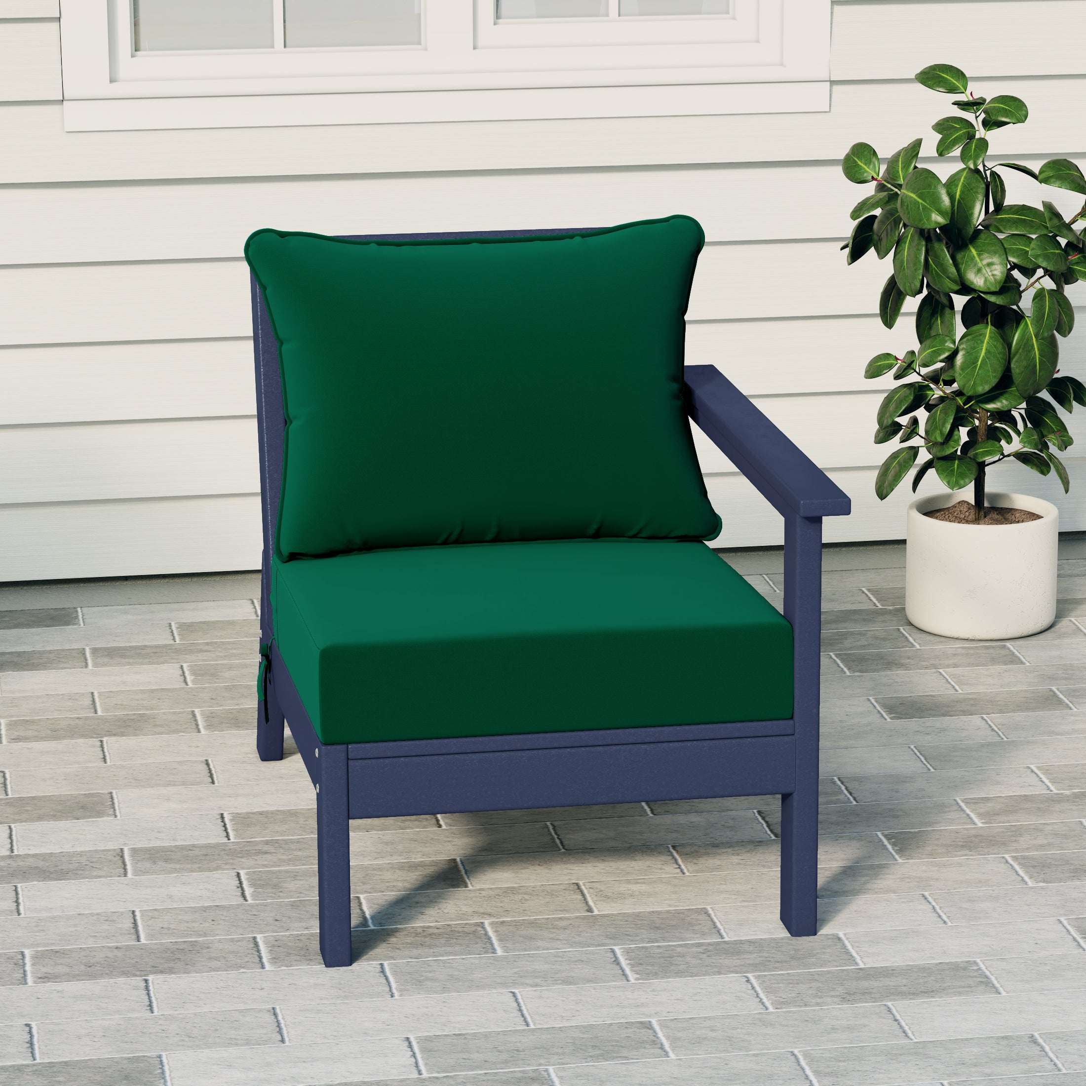 Portsmouth Outdoor Patio HDPE Right Arm Sectional Corner Club Chair with Patio Cushions