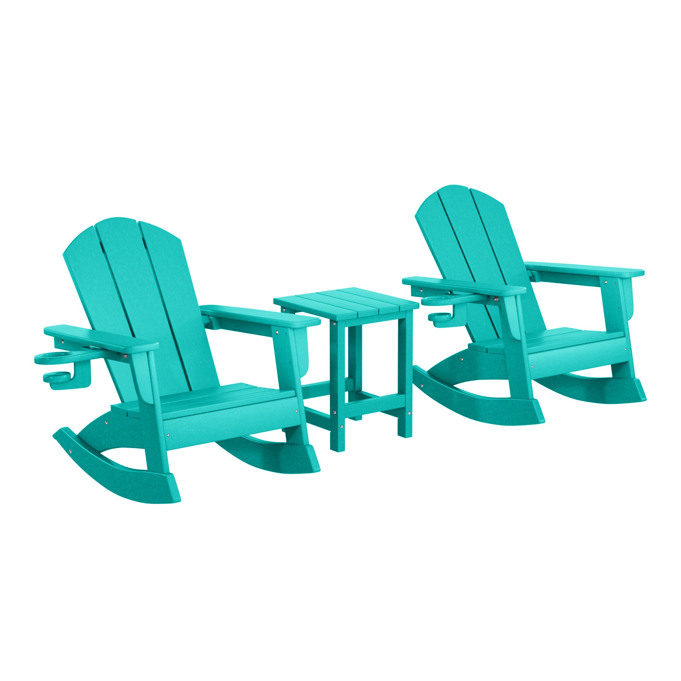 Paradise 3-Piece Kids Rocking Chair With Cup Holder and Square Side Table Set