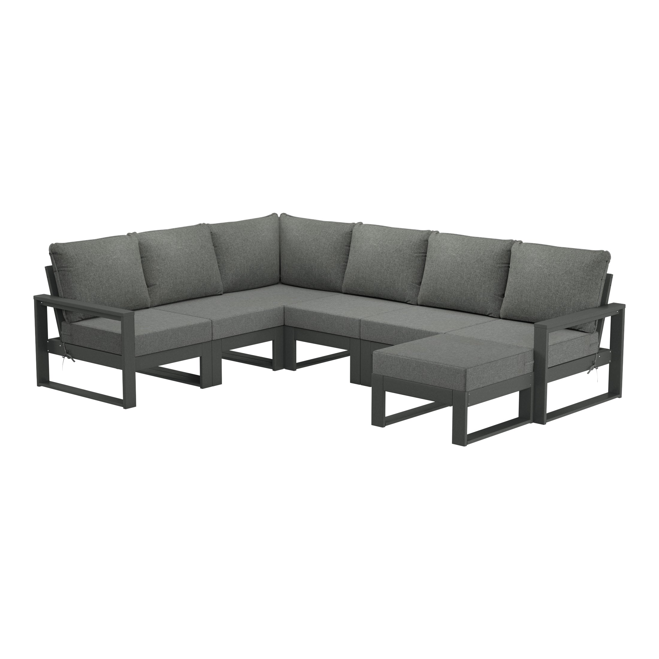 Rockaway 7-Piece Outdoor Modular L-Shaped Corner Patio Sectional Sofa Set
