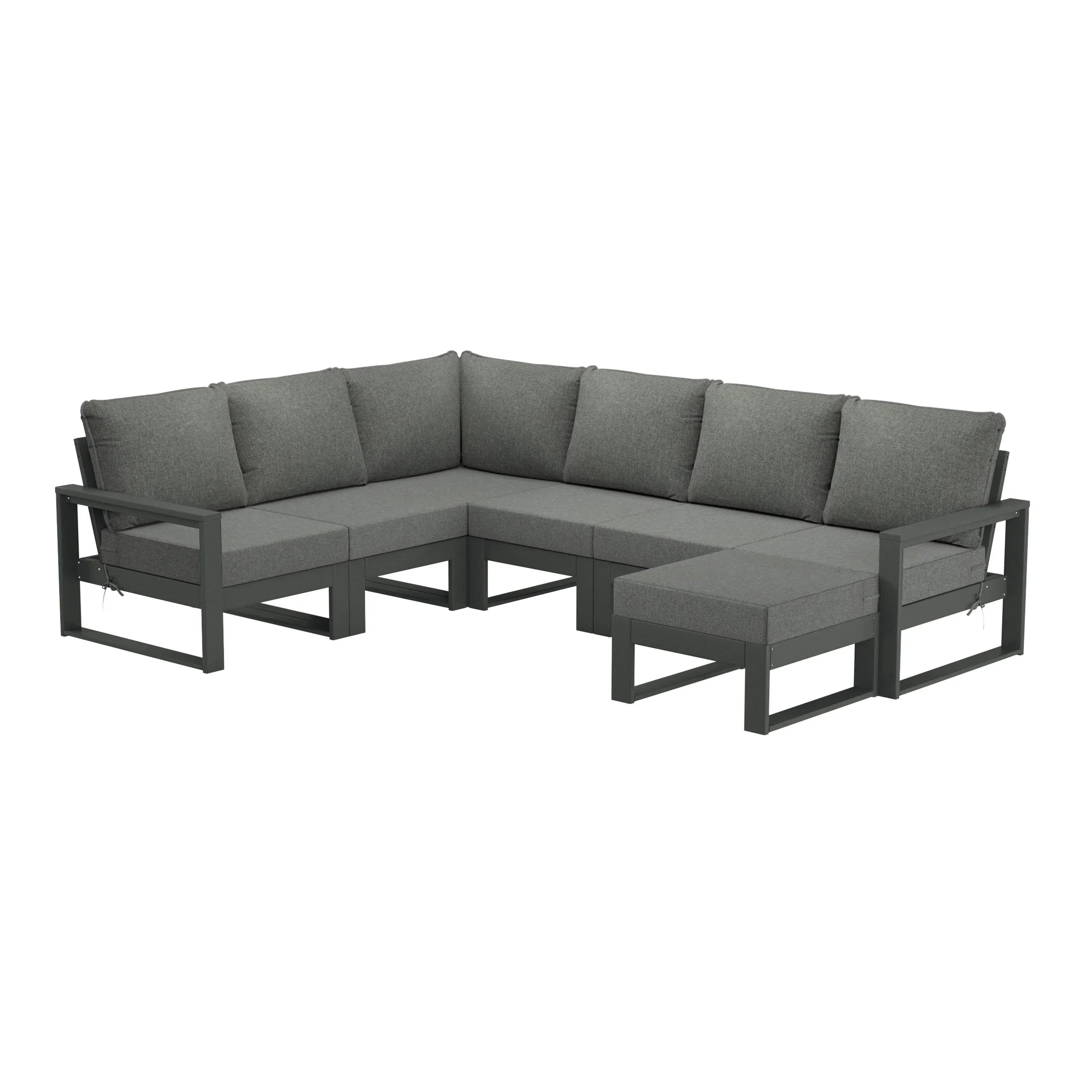 Rockaway 7-Piece Outdoor Modular L-Shaped Corner Patio Sectional Sofa Set
