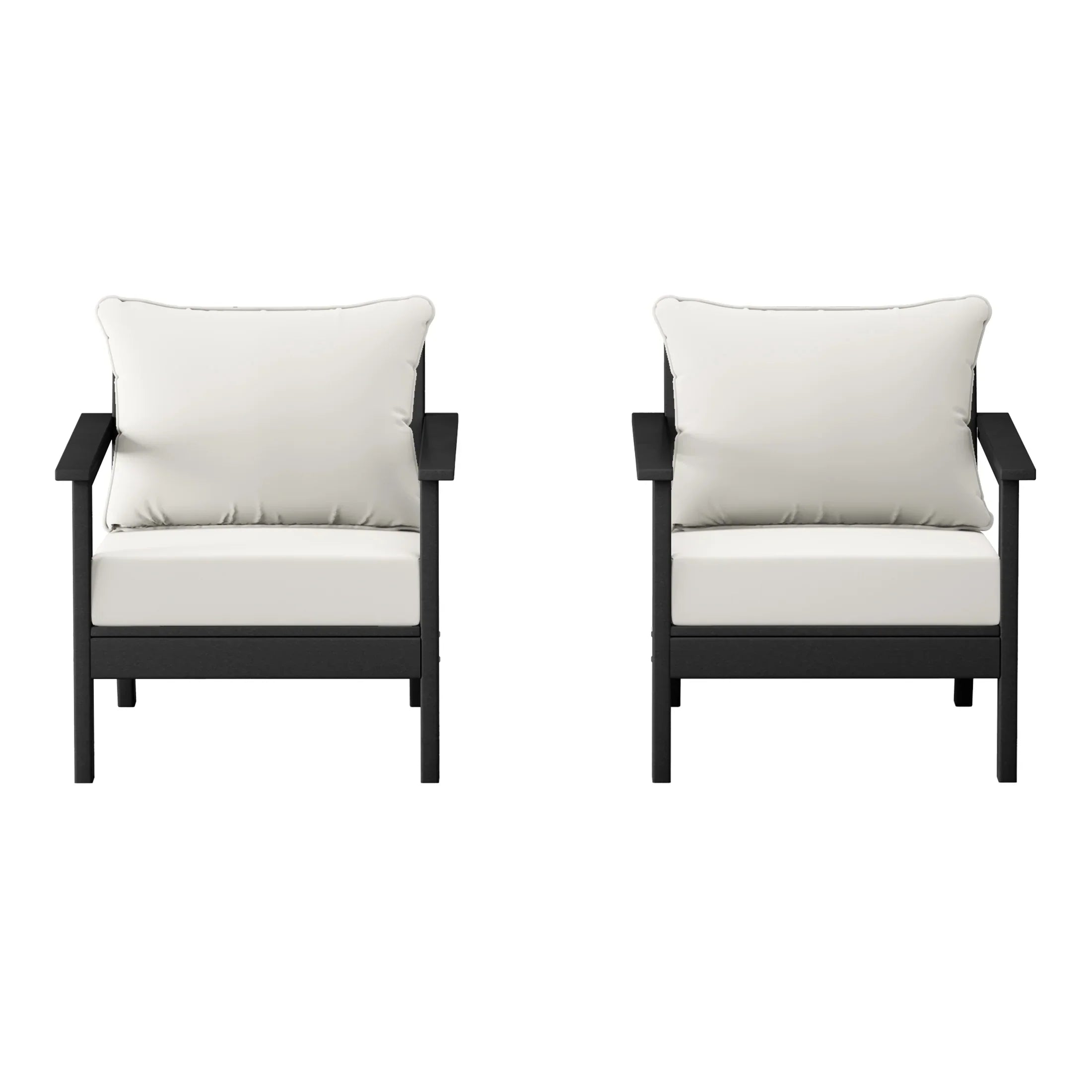 Portsmouth Outdoor Modern HDPE Patio Club Chairs with Deep Seat Cushions (Set of 2)