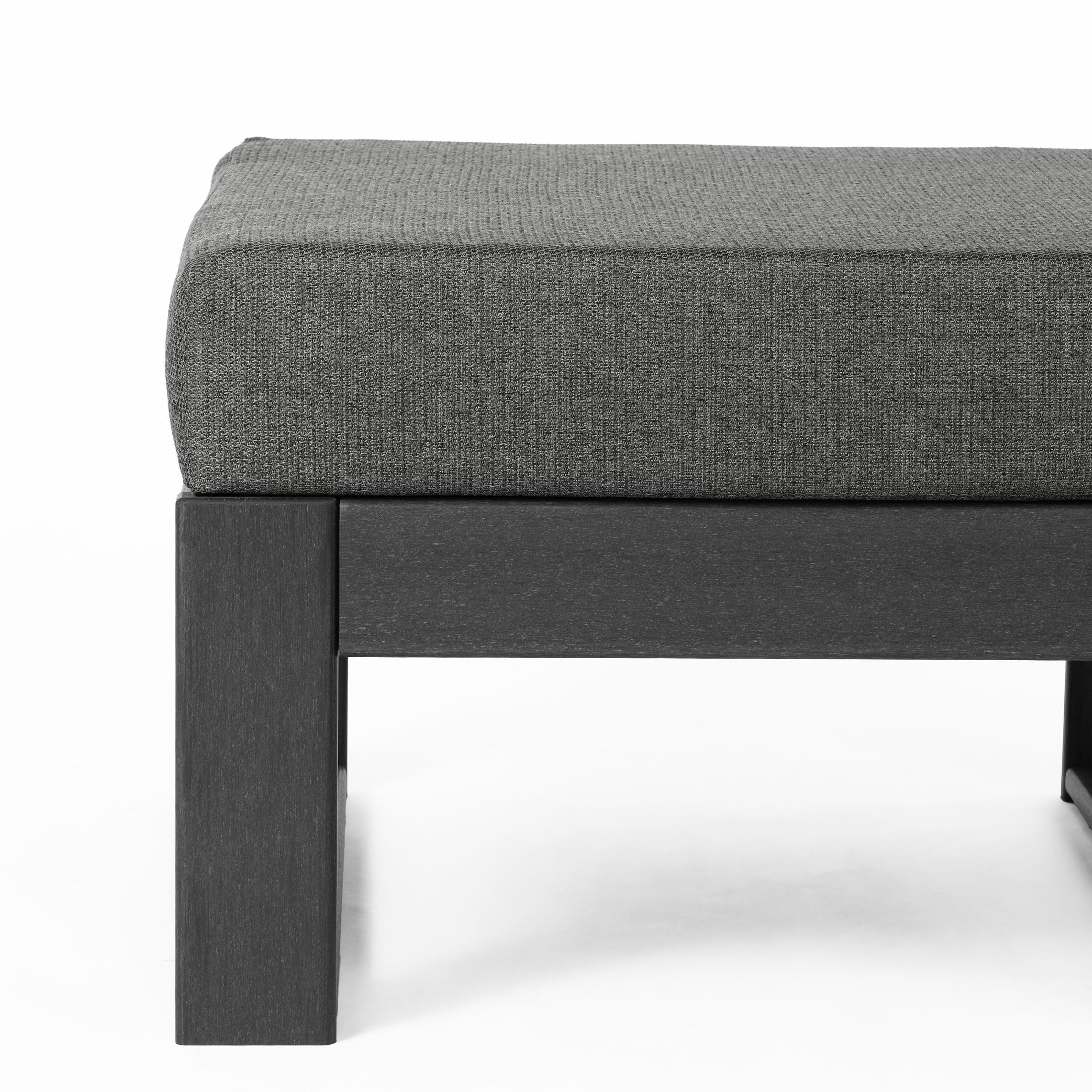 Rockaway Outdoor HDPE Patio Ottoman with Waterproof Olefin Cushions