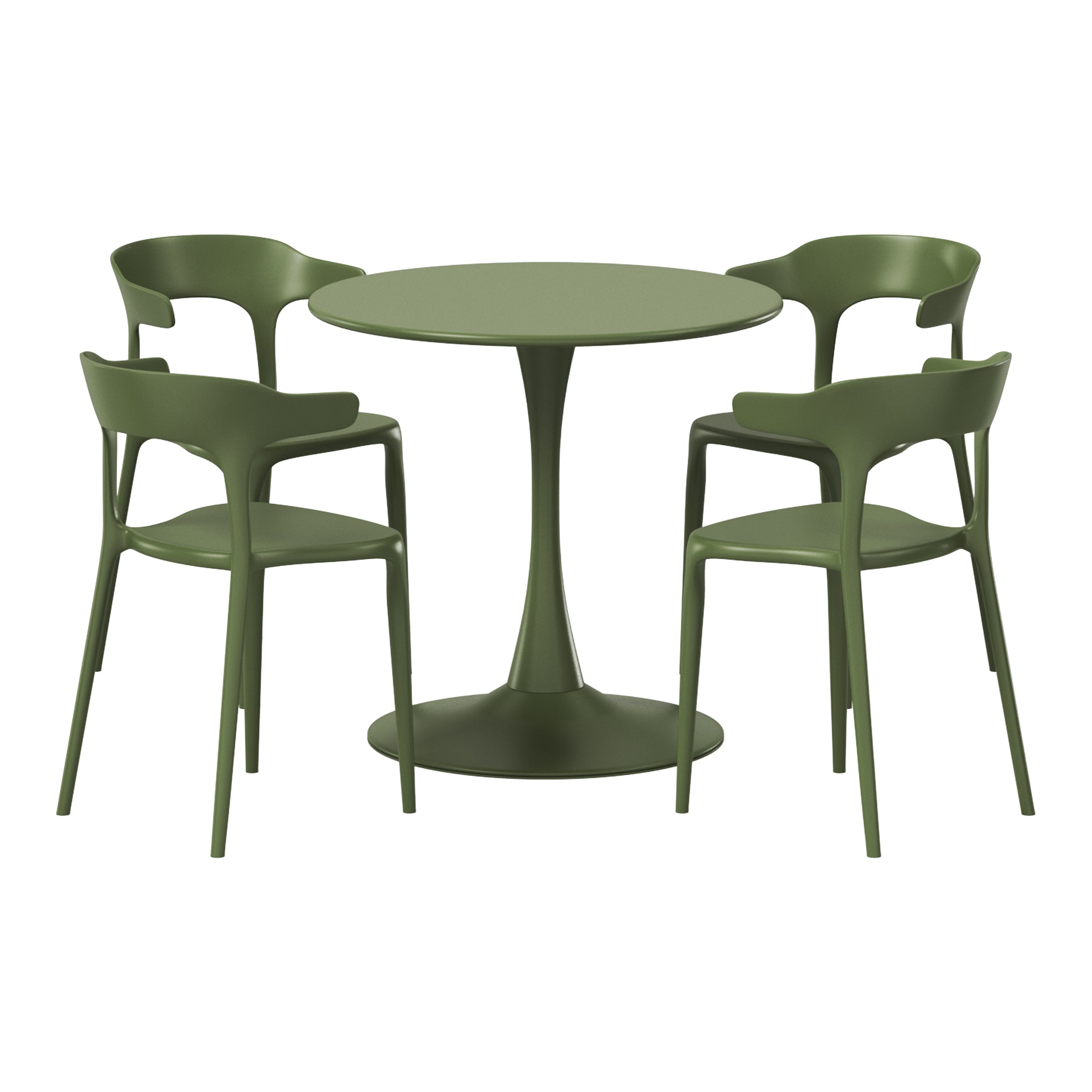 Sunshine 5-Piece Outdoor Metal Patio Dining Table Set With Stackable Patio Chairs