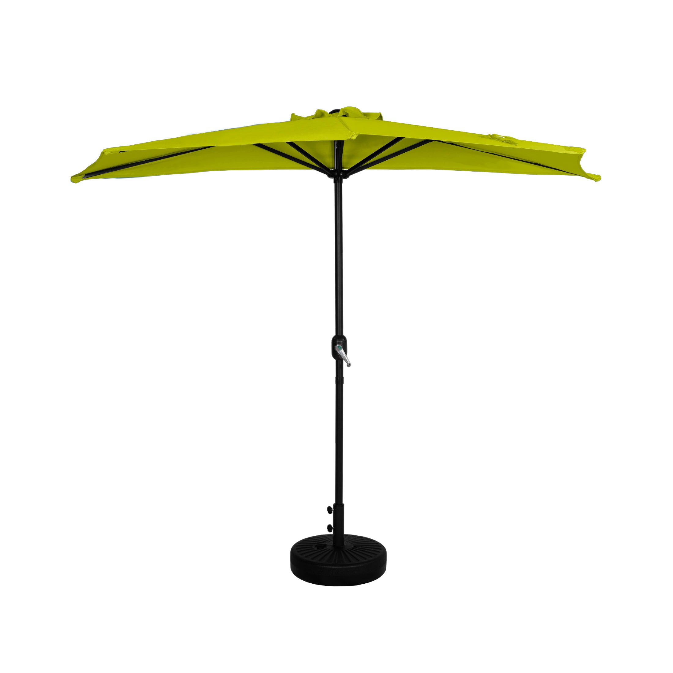 Easton 9 ft. Aluminum Half Market Crank Lift Patio Umbrella with Base