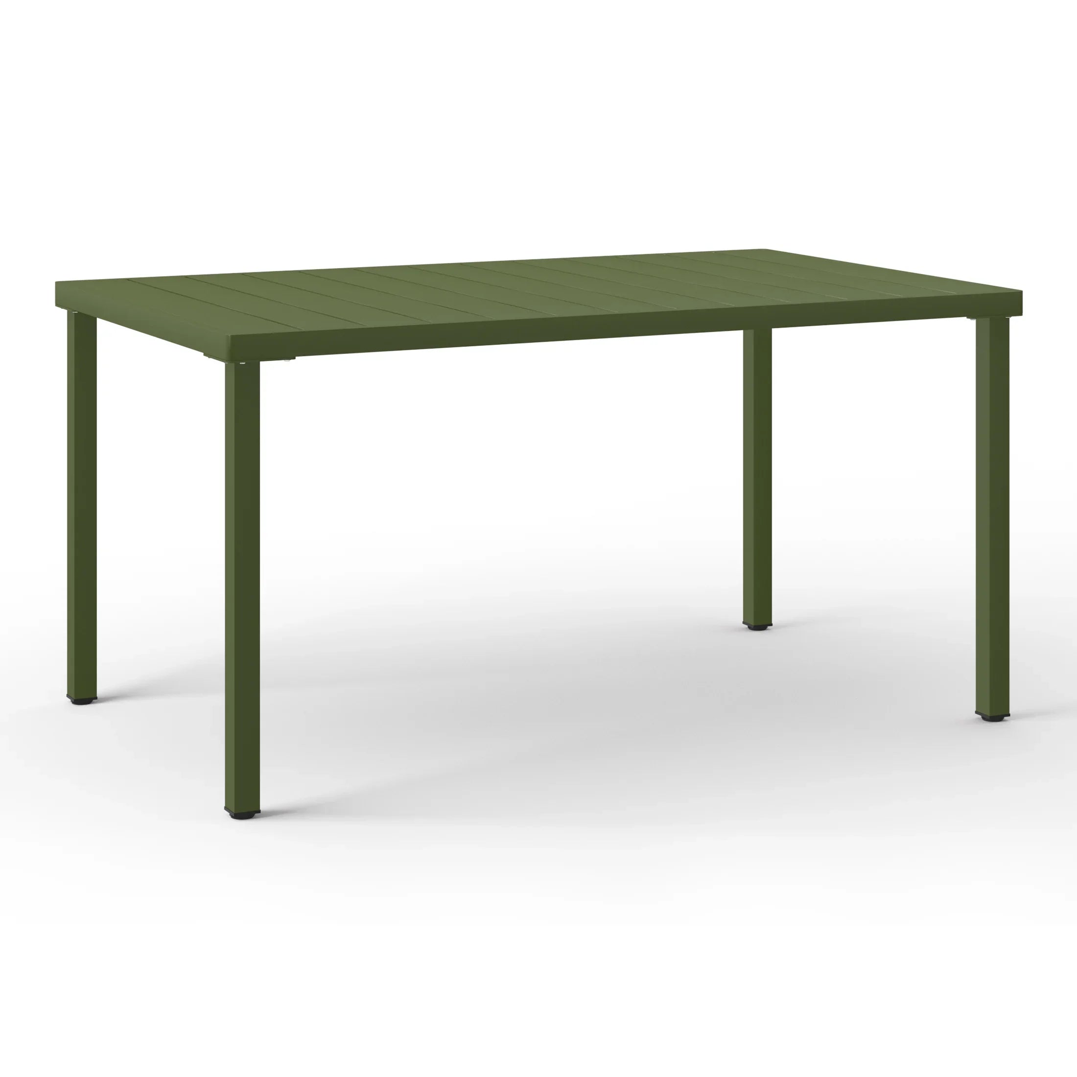 Sunshine 7-Piece Outdoor Rectangular Metal Patio Dining Table Set With Mid-Century Modern Stackable Patio Side Chairs