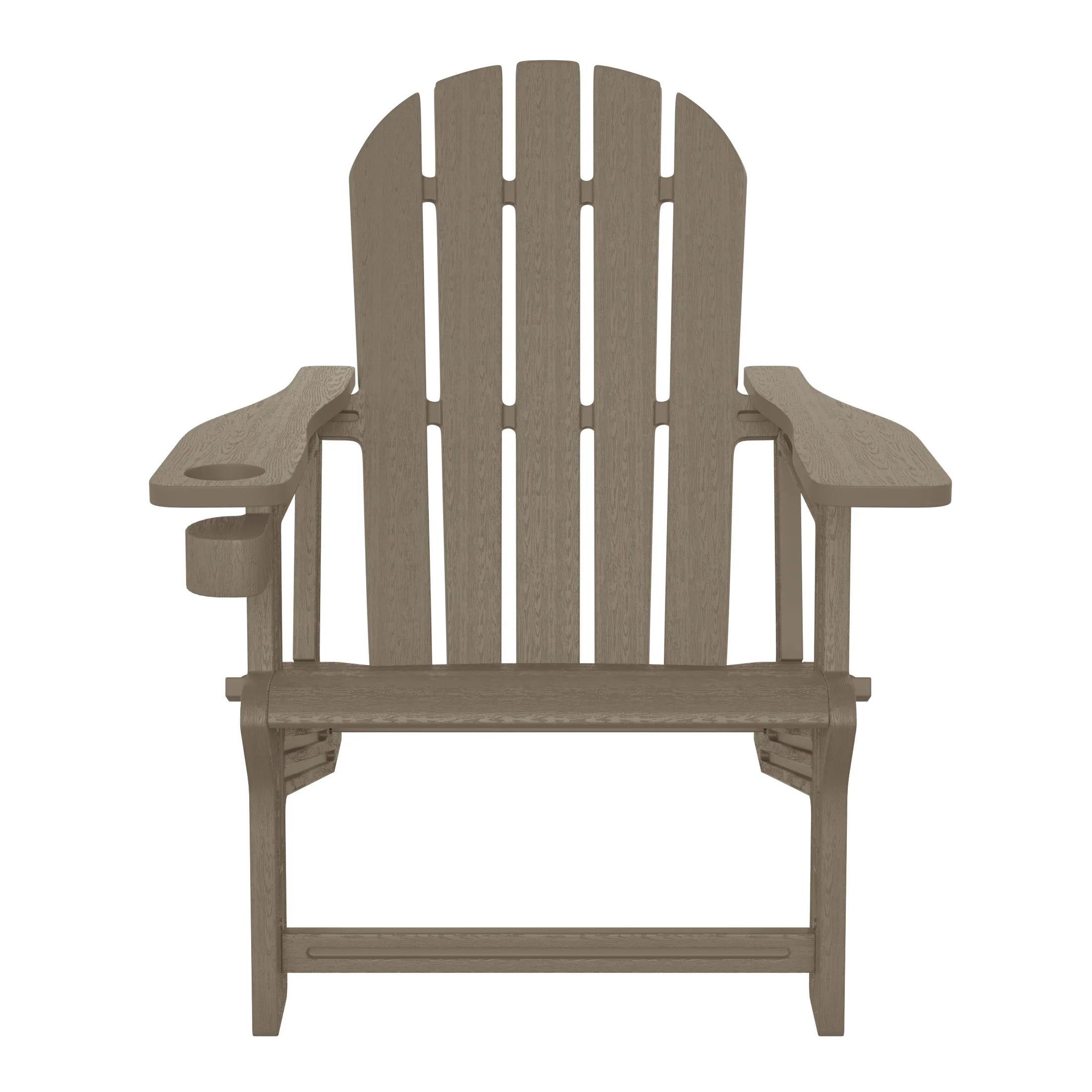 Cayman Tool-Free Assembly Outdoor Patio HDPE Plastic Adirondack Chair with Cup Holder
