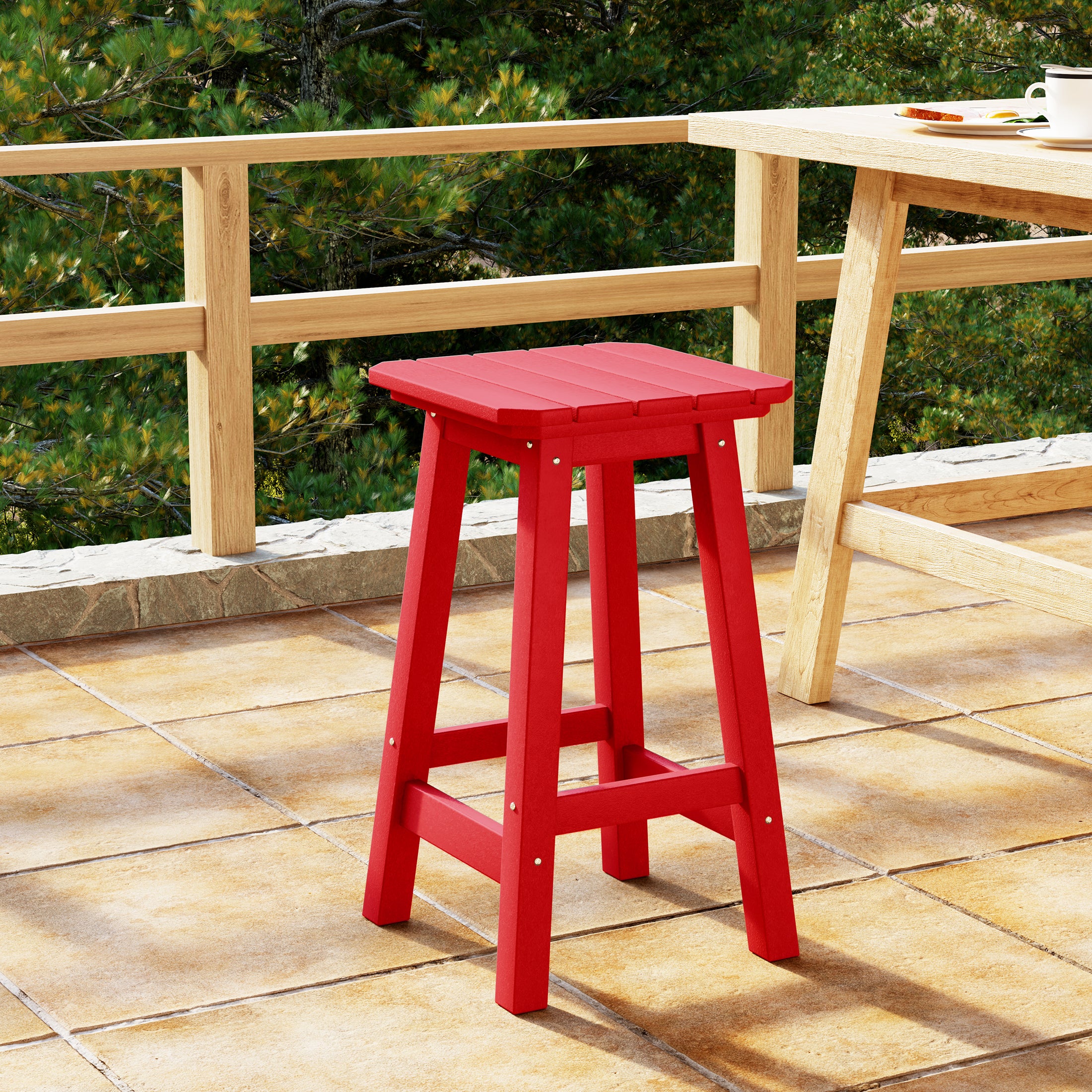 Paradise 24" HDPE Outdoor Patio Counter High Backless Square Bar Stool