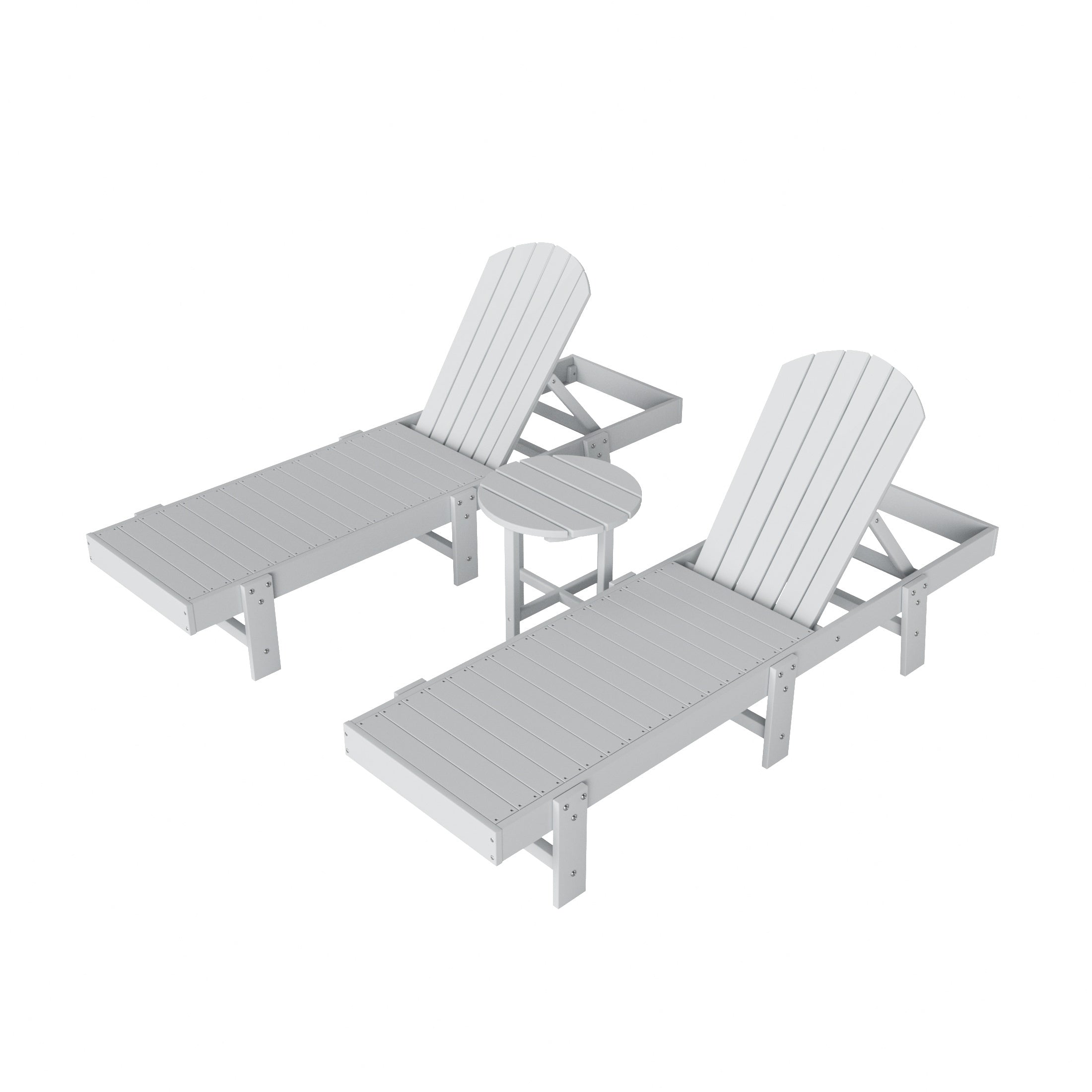 Portside 3 Piece Adirondack Poly Reclining Chaise Lounge