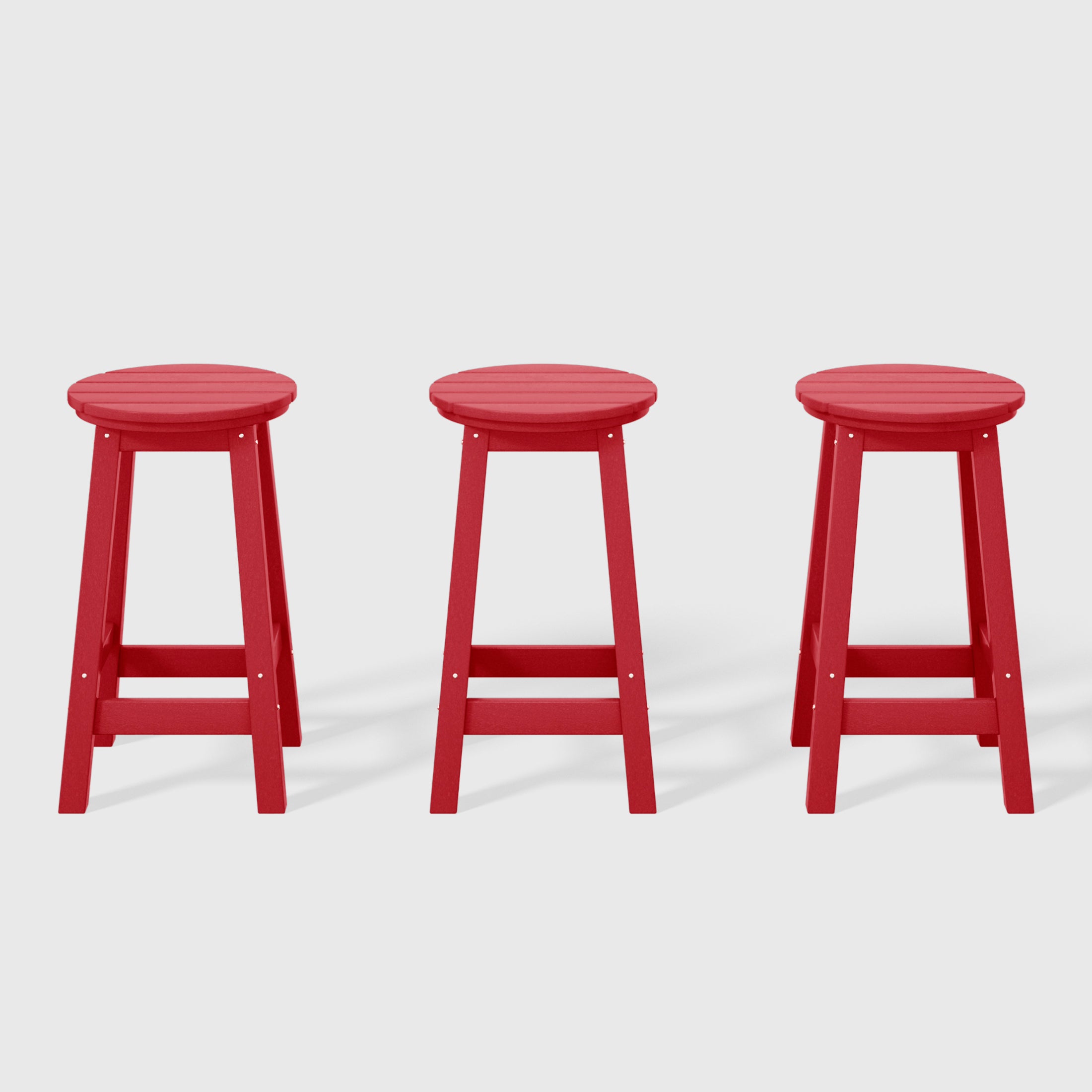 Paradise 24" HDPE Outdoor Patio Round Counter Height Bar Stool Set of 3