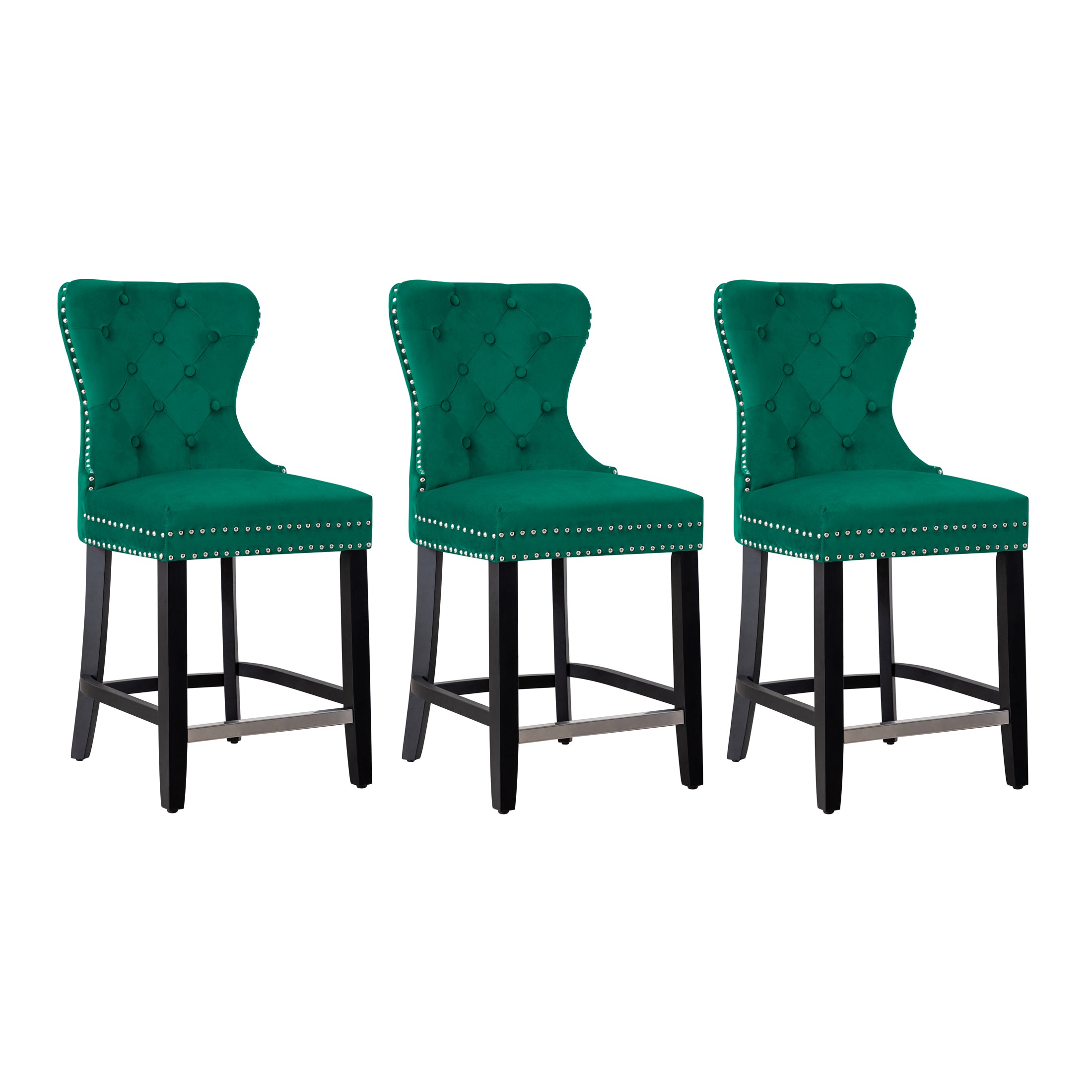 Hank 24" Tufted Velvet Counter Stool (Set of 3)