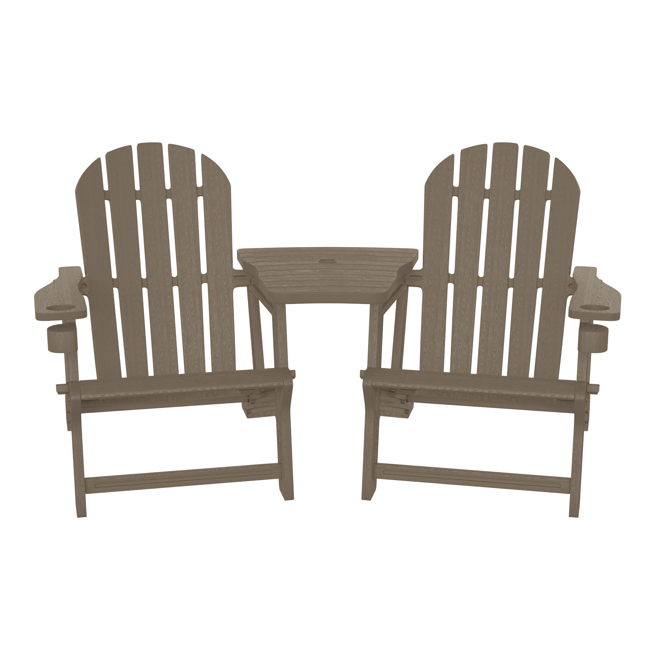 Cayman Outdoor HDPE Adirondack Chairs With Connecting Table Tray (Set of 2)