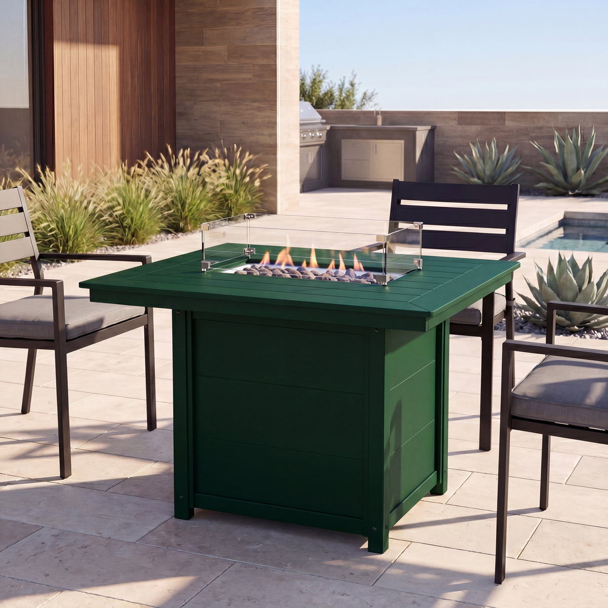 Sol 46" Modern Outdoor Patio Gas Propane Rectangular Fire Pit Table