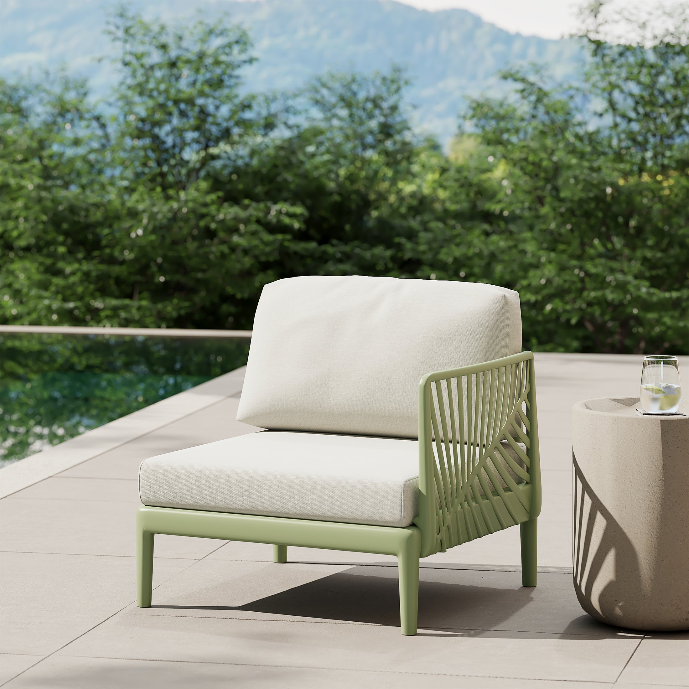 Sunshine Modern Outdoor Polypropylene Resin Right Arm Facing Deep Seating Sectional Chair
