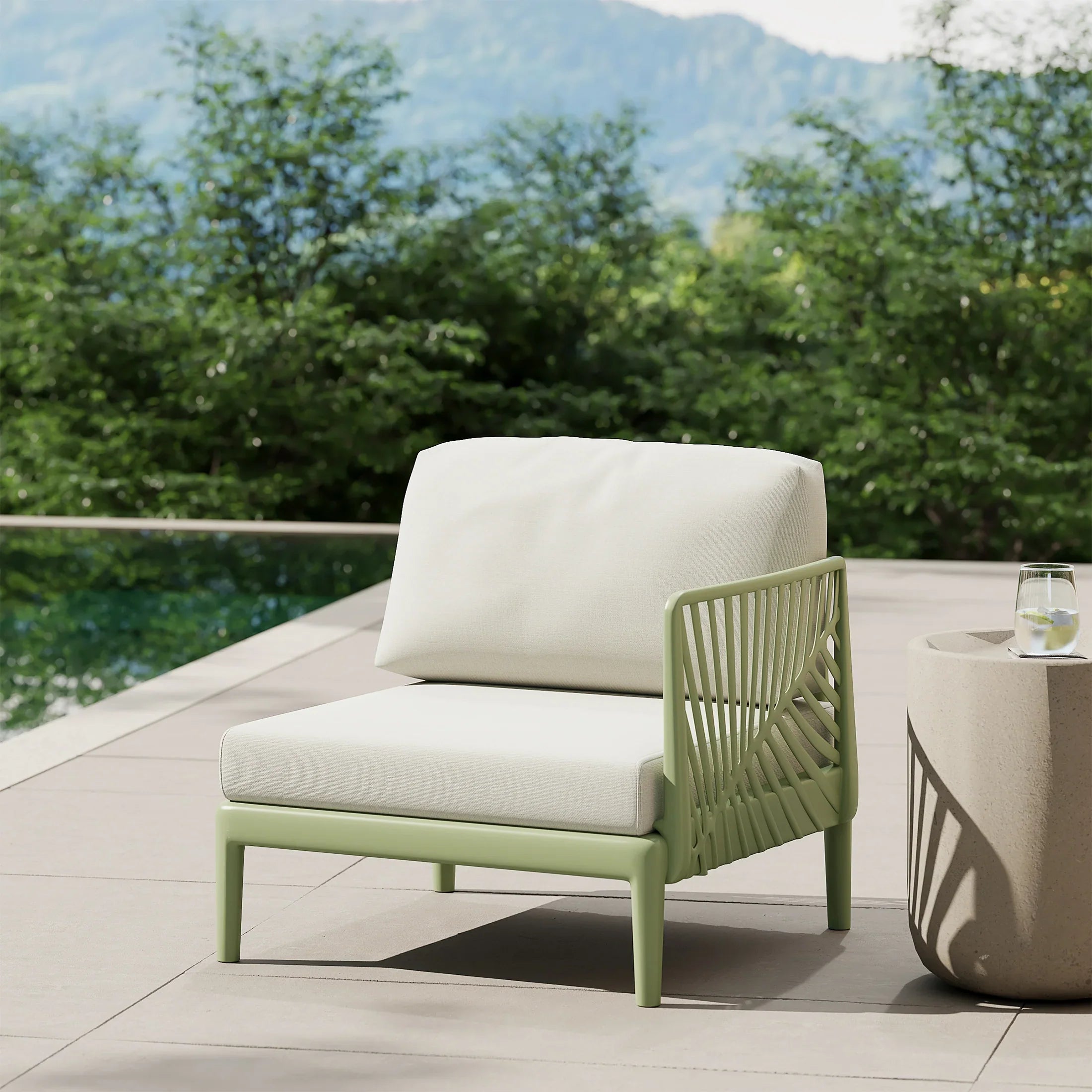 Sunshine Modern Outdoor Polypropylene Resin Right Arm Facing Deep Seating Sectional Chair