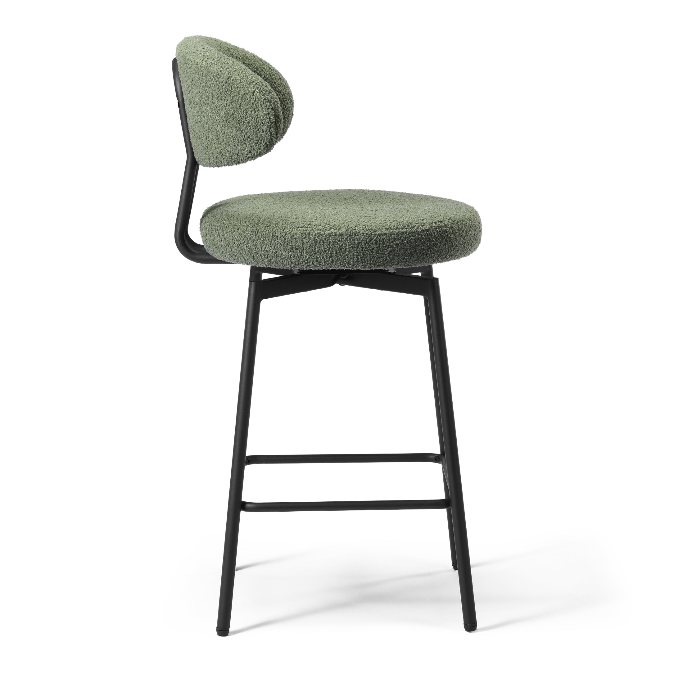 Celine Modern Upholstered Sherpa Fabric Counter Height Bar Stools with Back (Set of 2)