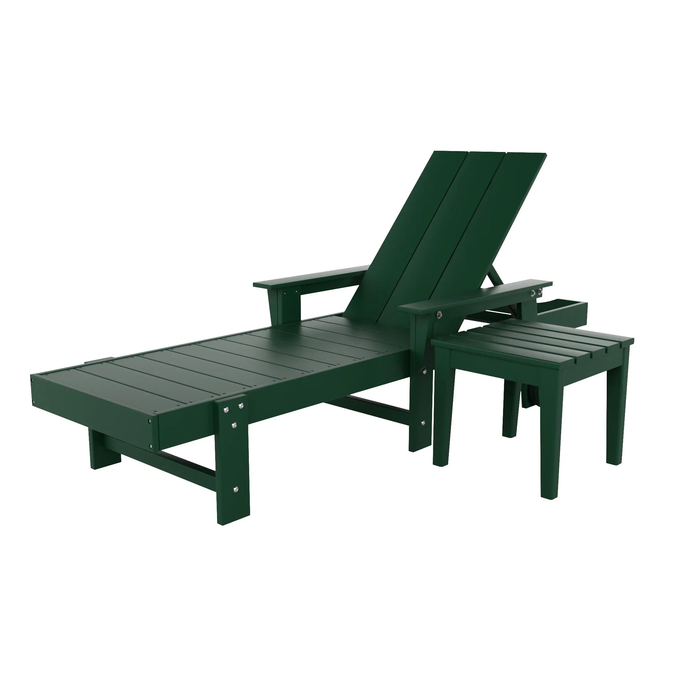 Palms Modern Reclining Chaise Lounge with Side Table 2-Piece Set