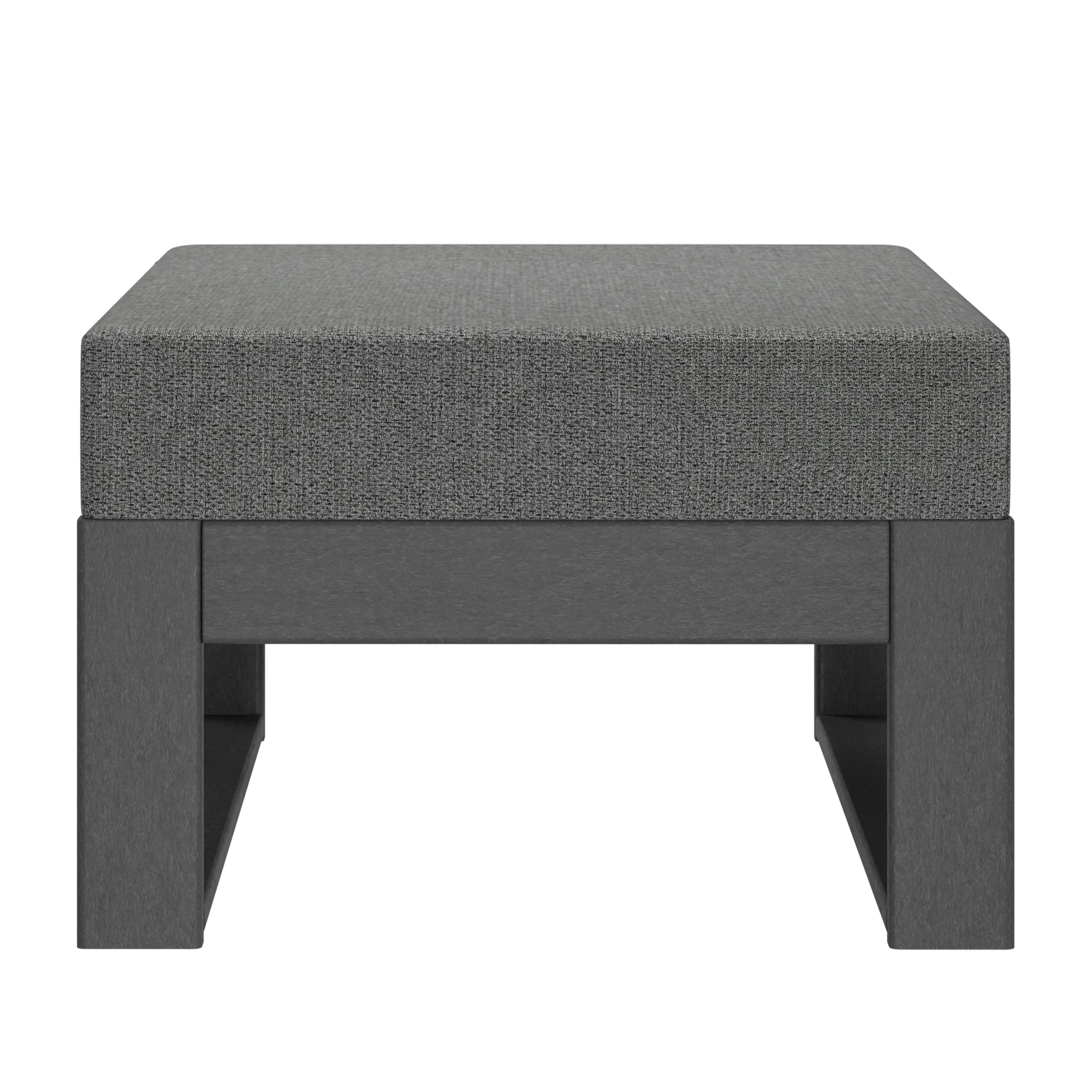 Rockaway Outdoor HDPE Patio Ottoman with Waterproof Olefin Cushions