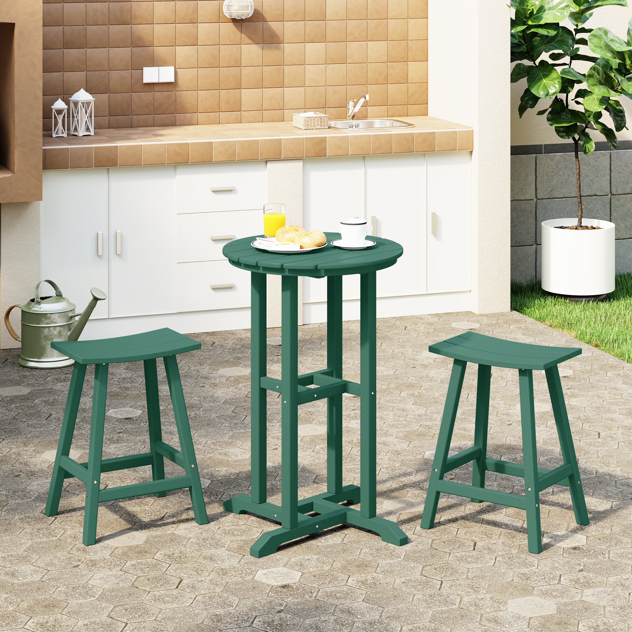 Paradise Outdoor Patio Counter Height Bar Stools Bistro Bar Table Set