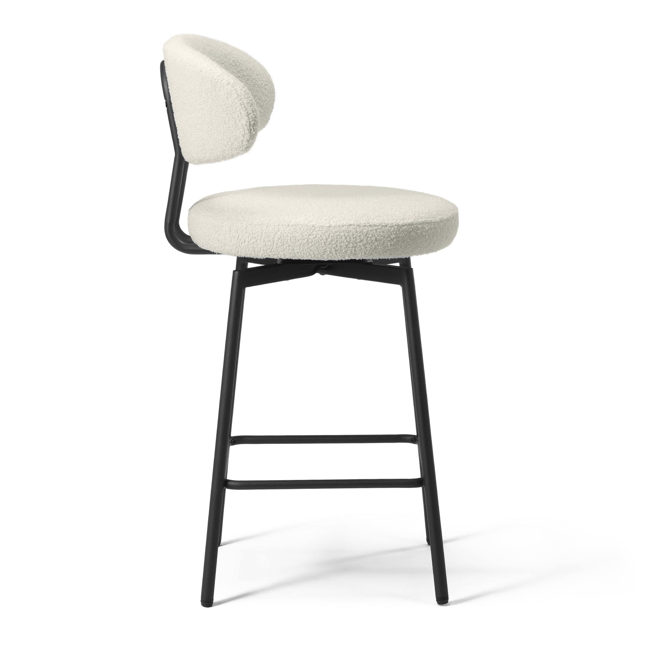 Celine Modern Upholstered Sherpa Fabric Counter Height Bar Stools with Back (Set of 2)