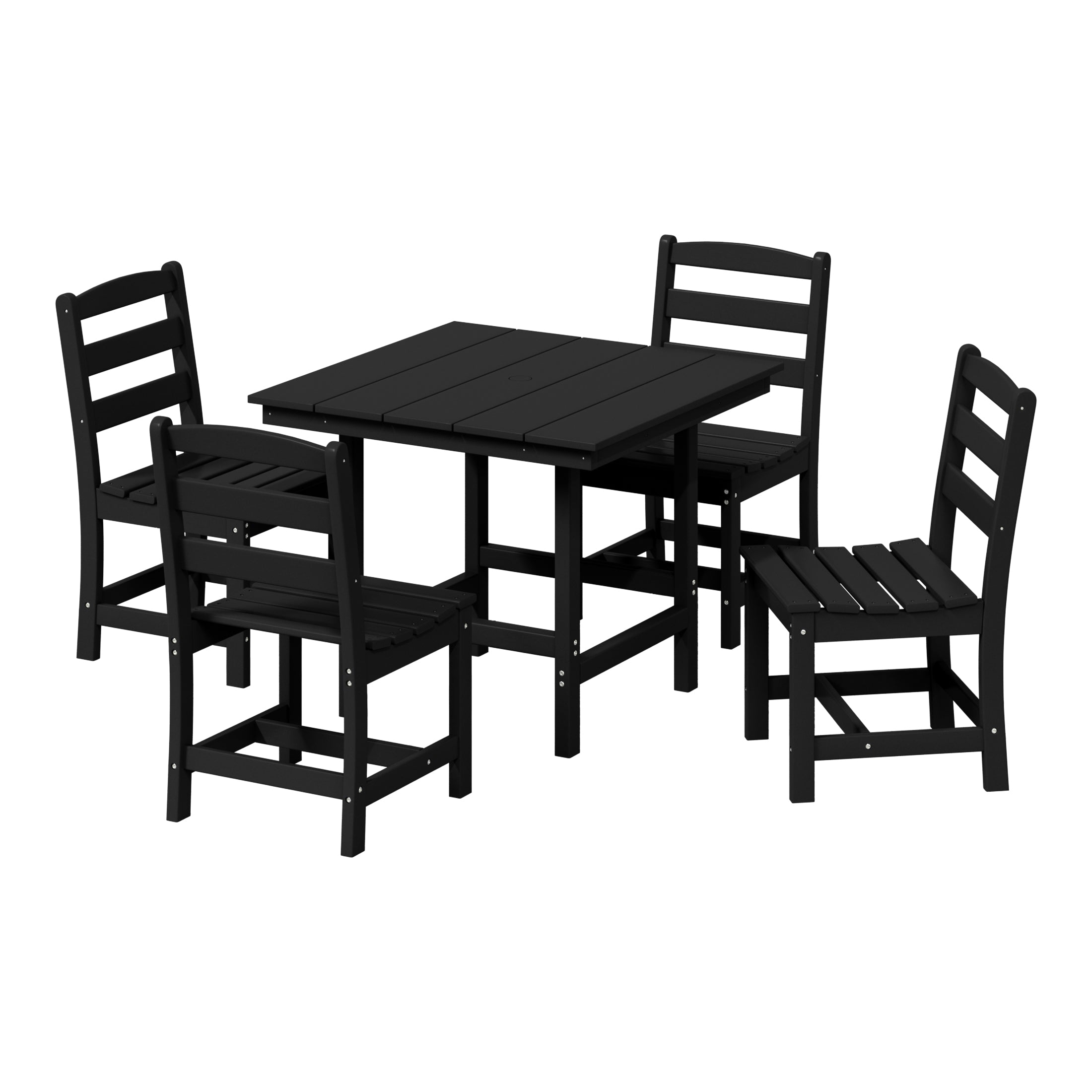 Palms 5-Piece HDPE Outdoor Square Patio Dining Table Set with Armless Side Chairs