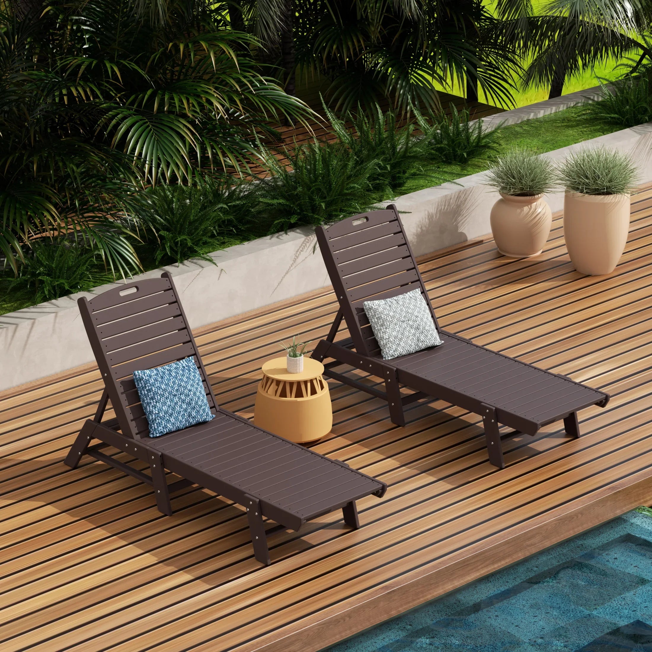 Paradise Poly Reclining Outdoor Patio Chaise Lounge Chair Adjustable (Set of 2)