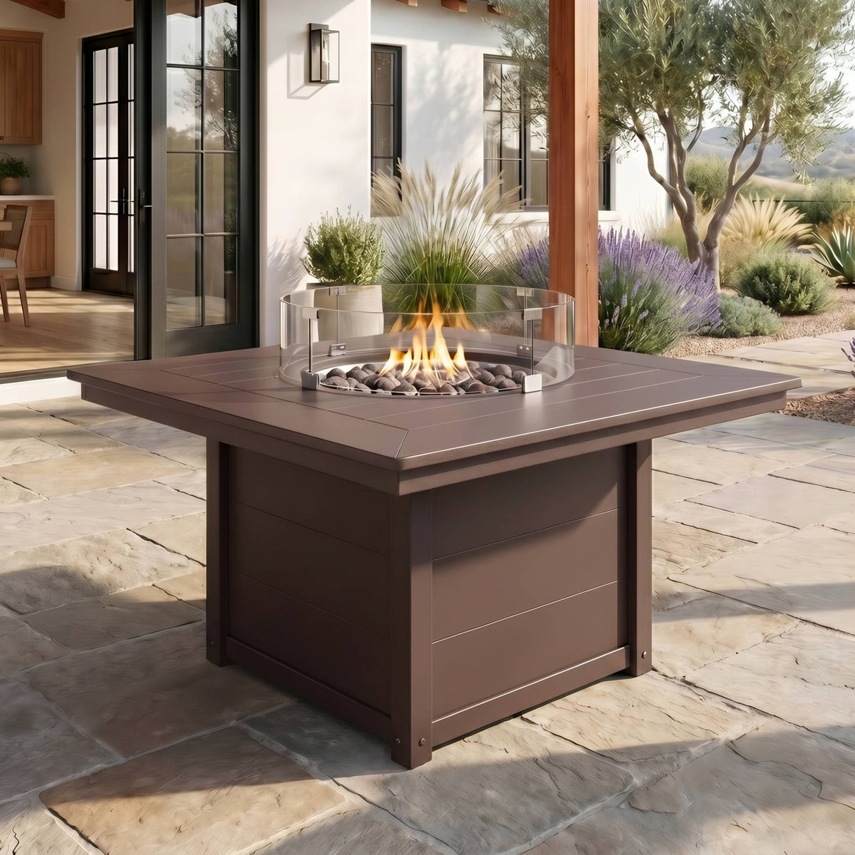 Sol 42" Modern Outdoor Patio Propane Square Fire Pit Table