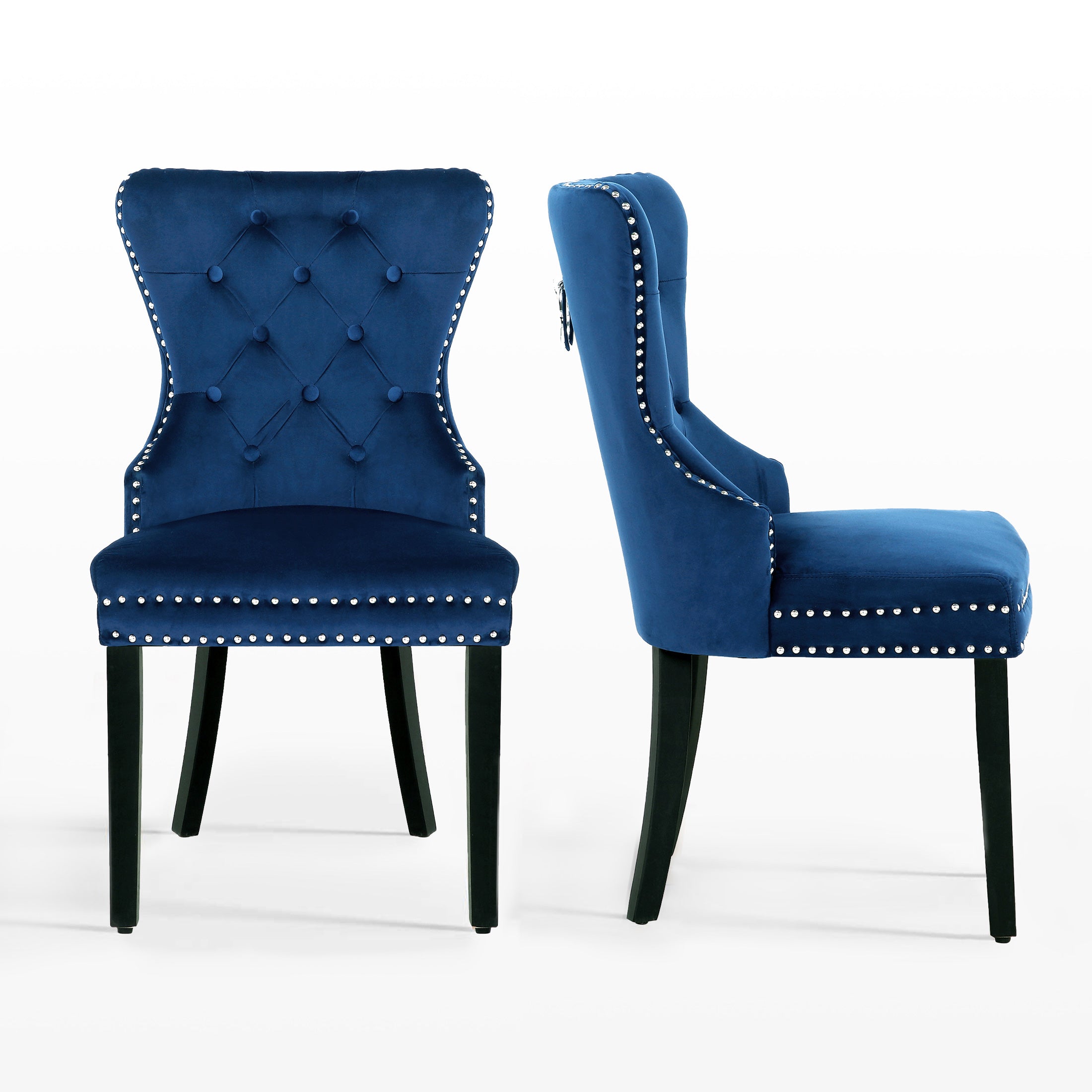Hank Velvet Upholstered Tufted Dining Chairs (Set of 2)