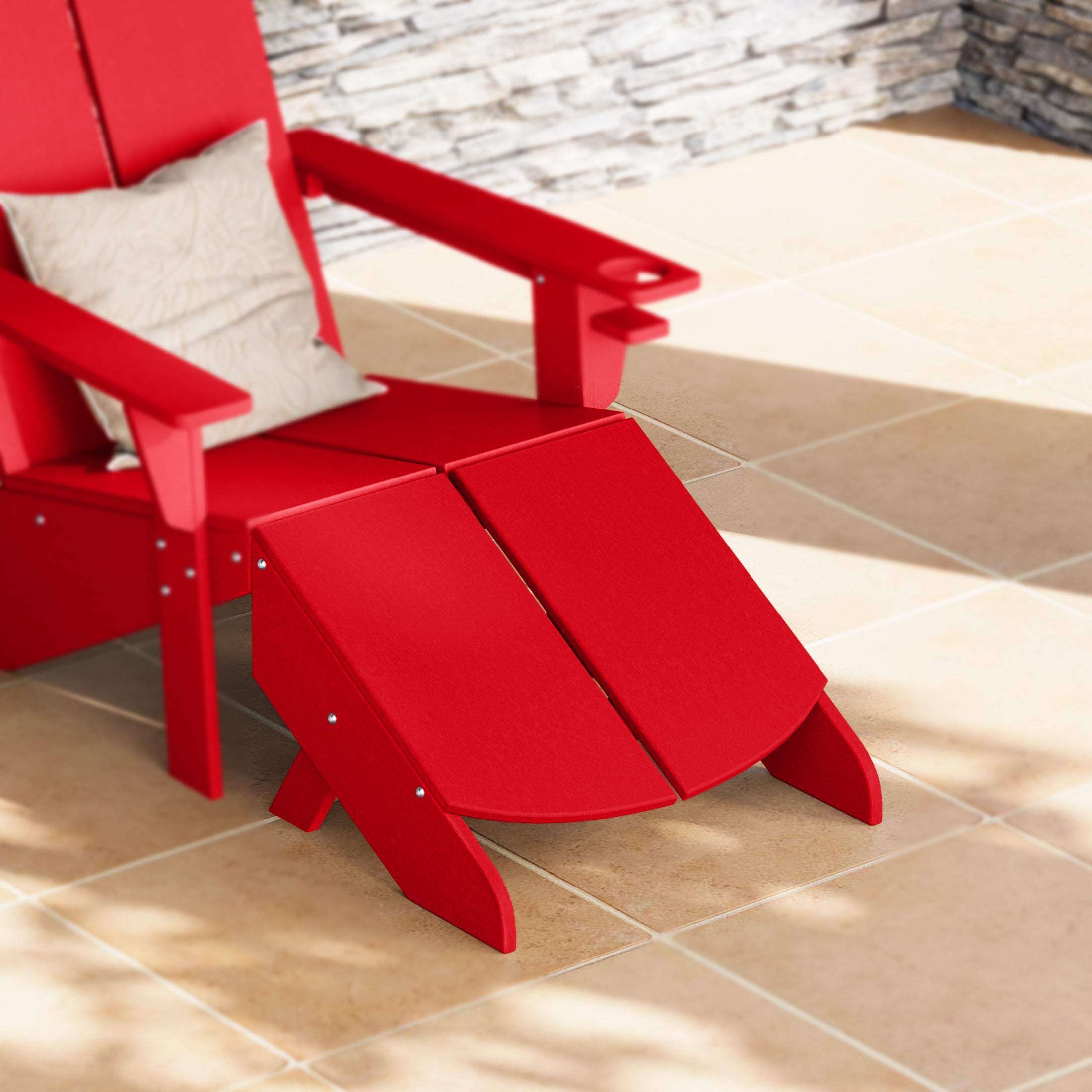 Seaview Modern HDPE Plastic Folding Patio Adirondack Ottoman