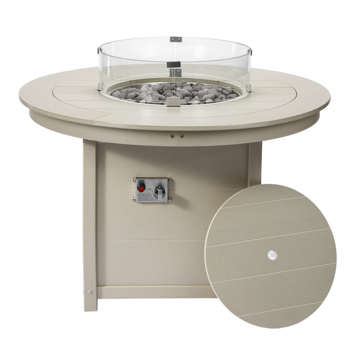 Sol 47" Modern Outdoor Patio Propane Gas Round Fire Pit Table