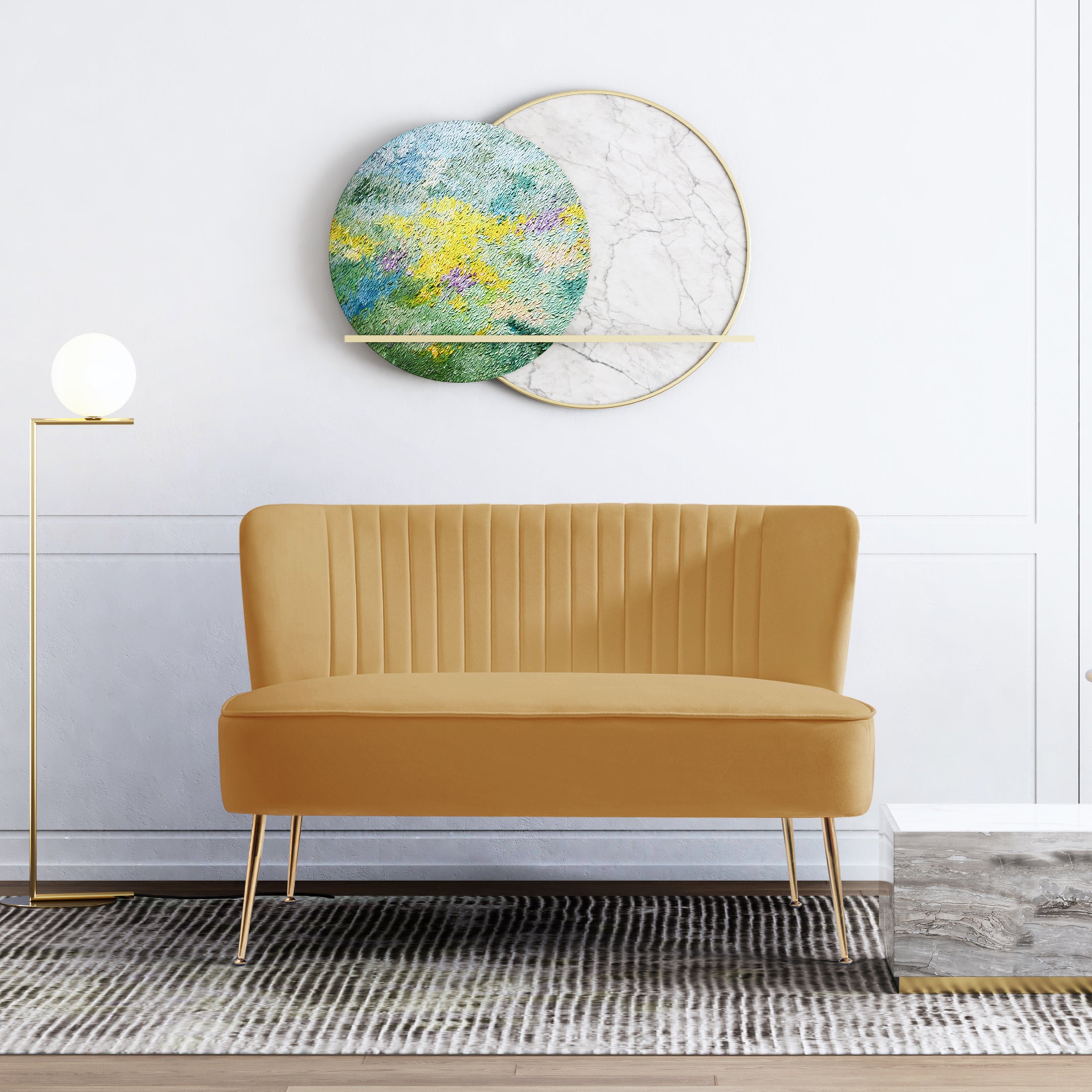 Alaia 46" Wide Upholstered Velvet Love Seat Sofa