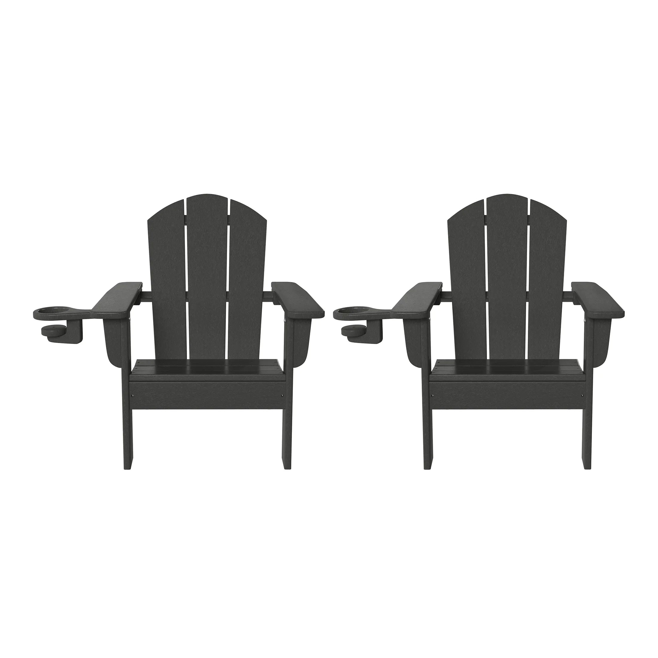 Paradise Kids Outdoor HDPE Plastic Adirondack Patio Chairs with Cup Holders (Set of 2)