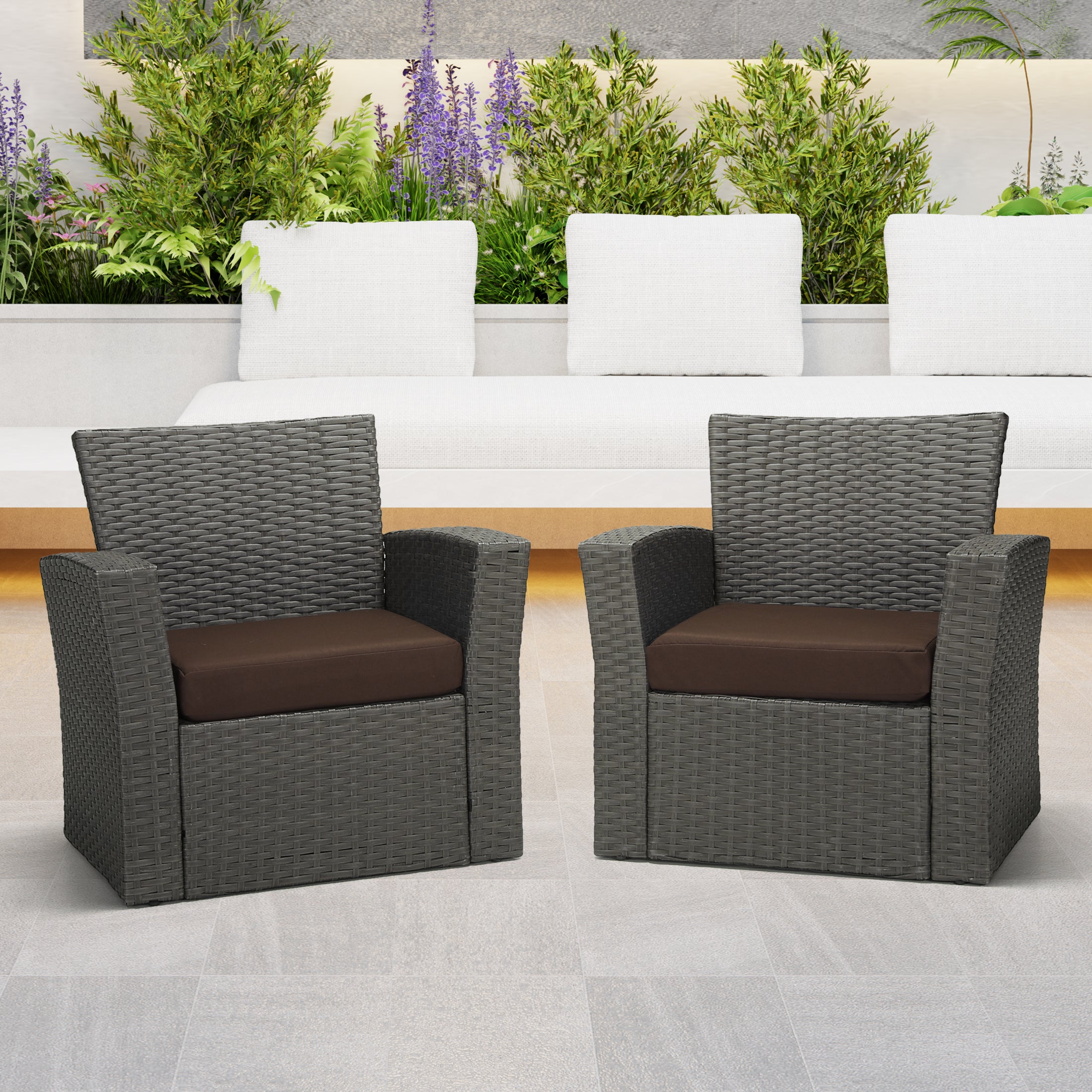 Harmony Outdoor Patio Furniture Seat Chair Square Cushions Set of 2, 20" x 19"