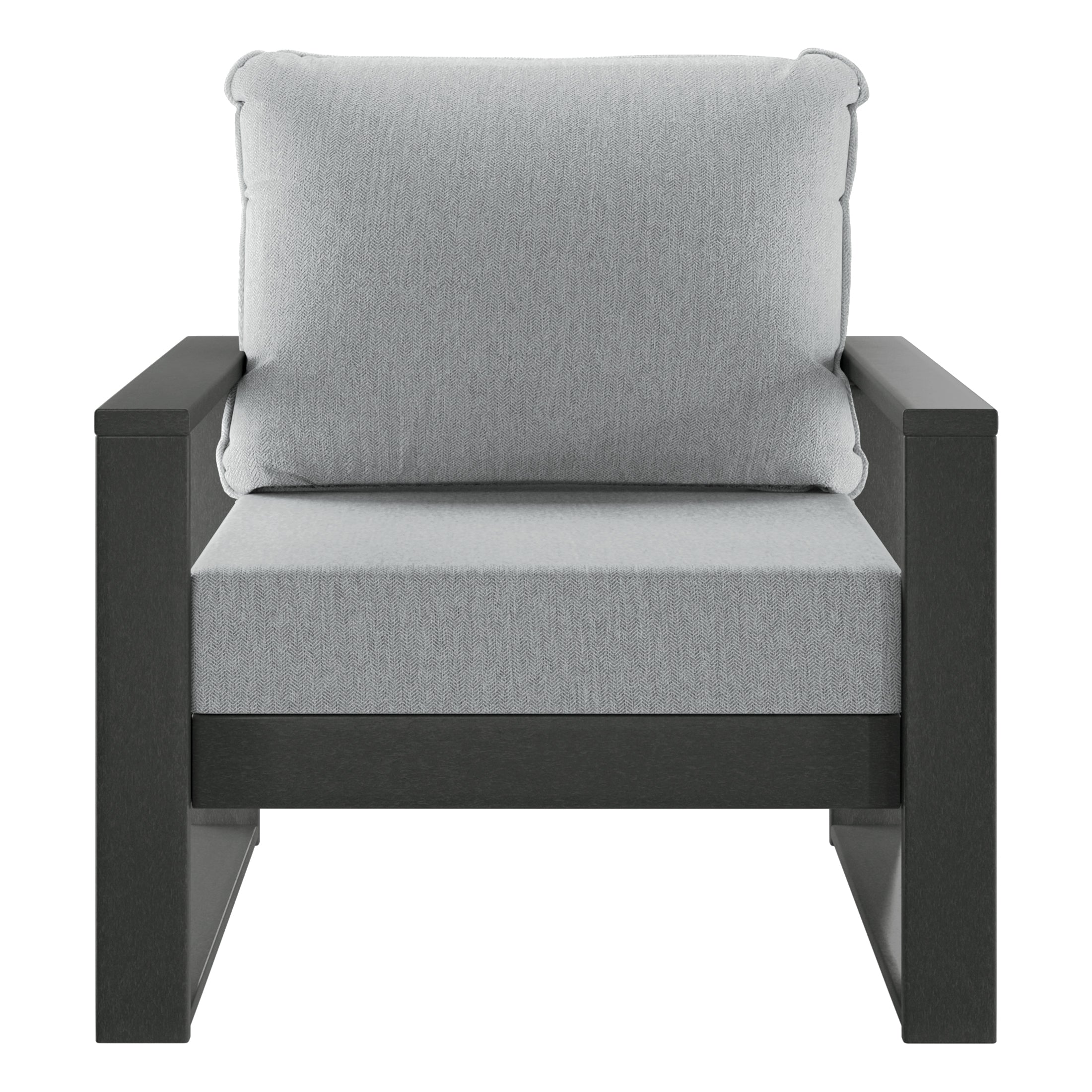 Rockaway Outdoor Modern HDPE Patio Club Chair with Waterproof Deep Seat Cushions