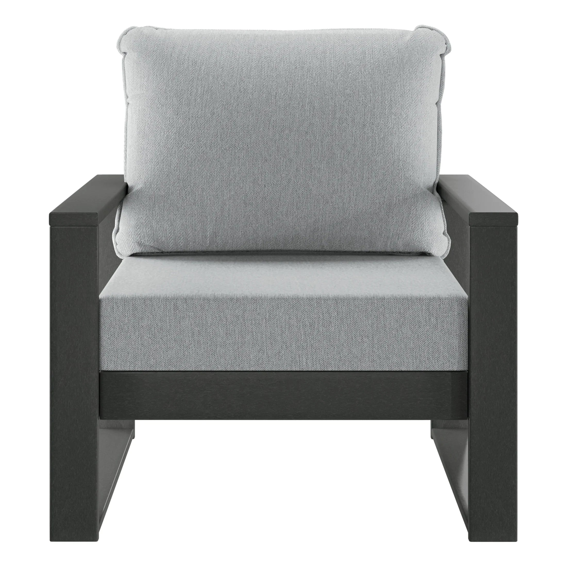 Rockaway Outdoor Modern HDPE Patio Club Chair with Waterproof Deep Seat Cushions