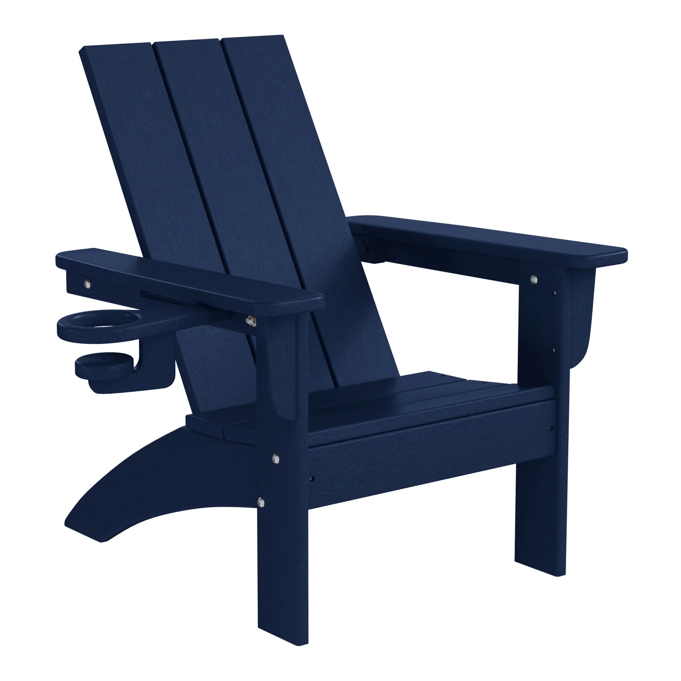 Palms 3-Piece Kids HDPE Modern Adirondack Chairs Set with Square Side Table and Cup Holders