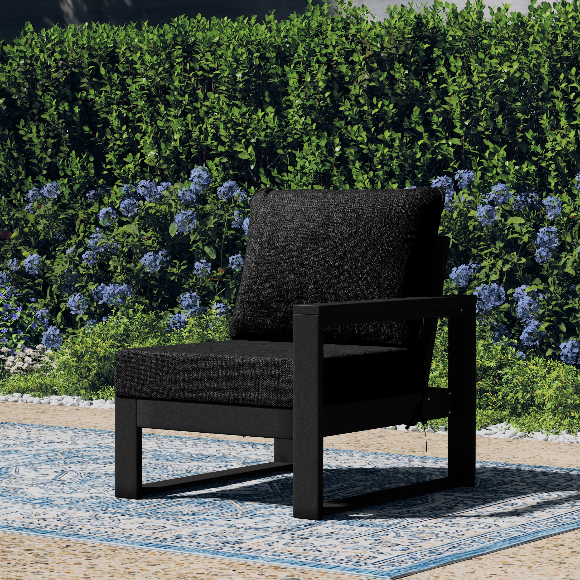 Rockaway Outdoor Patio HDPE Right Arm Facing Sectional Corner Chair with Patio Cushions
