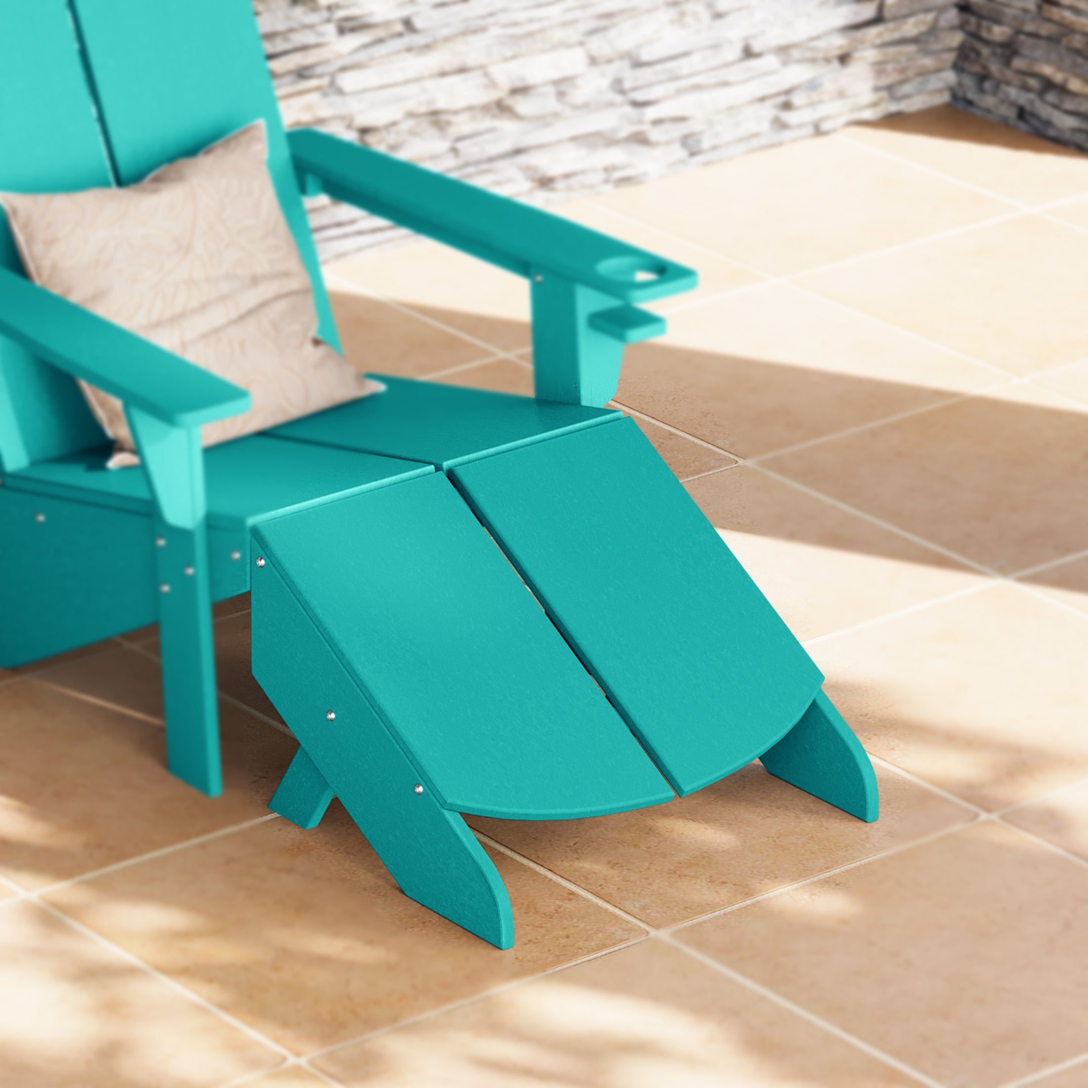 Seaview Modern HDPE Plastic Folding Patio Adirondack Ottoman