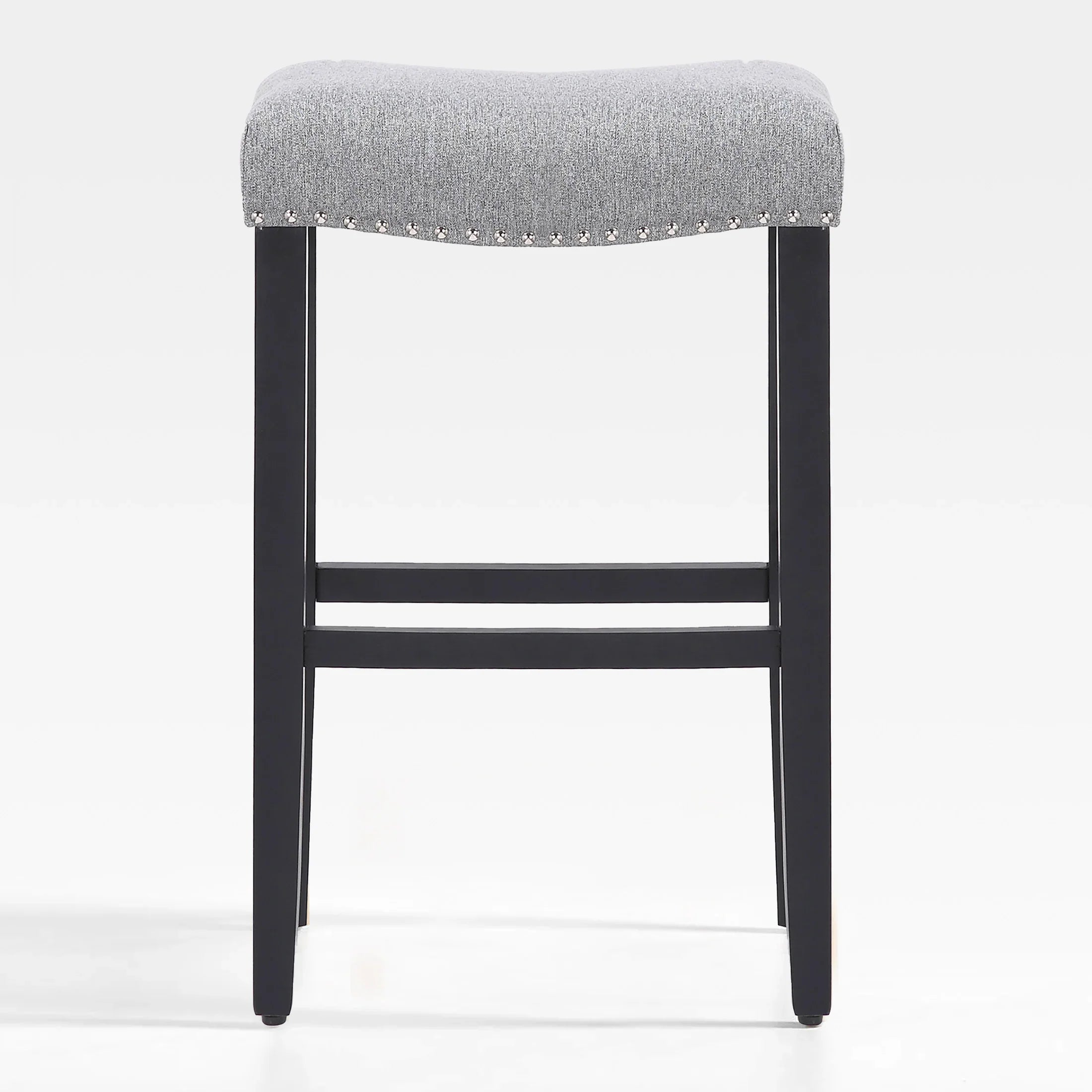Bulmon 29" upholstered nail head bar counter stools with Black color legs
