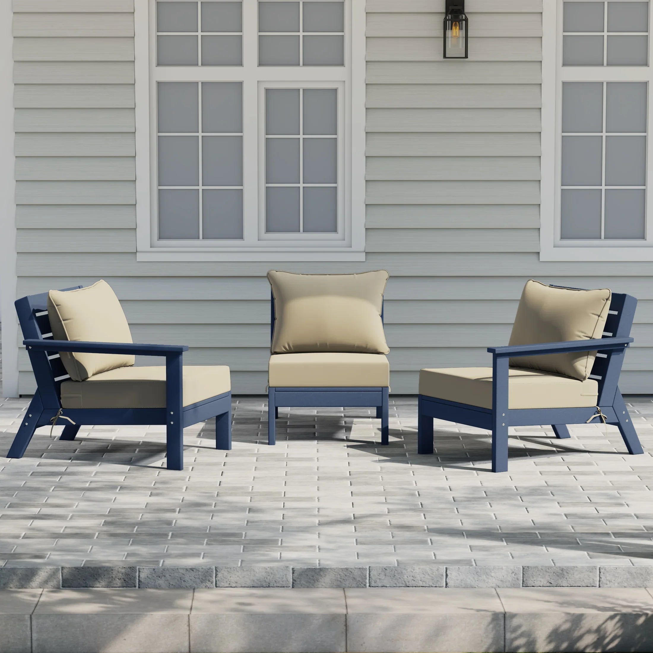 Portsmouth Outdoor Patio HDPE Sectional Sofa with Patio Cushions