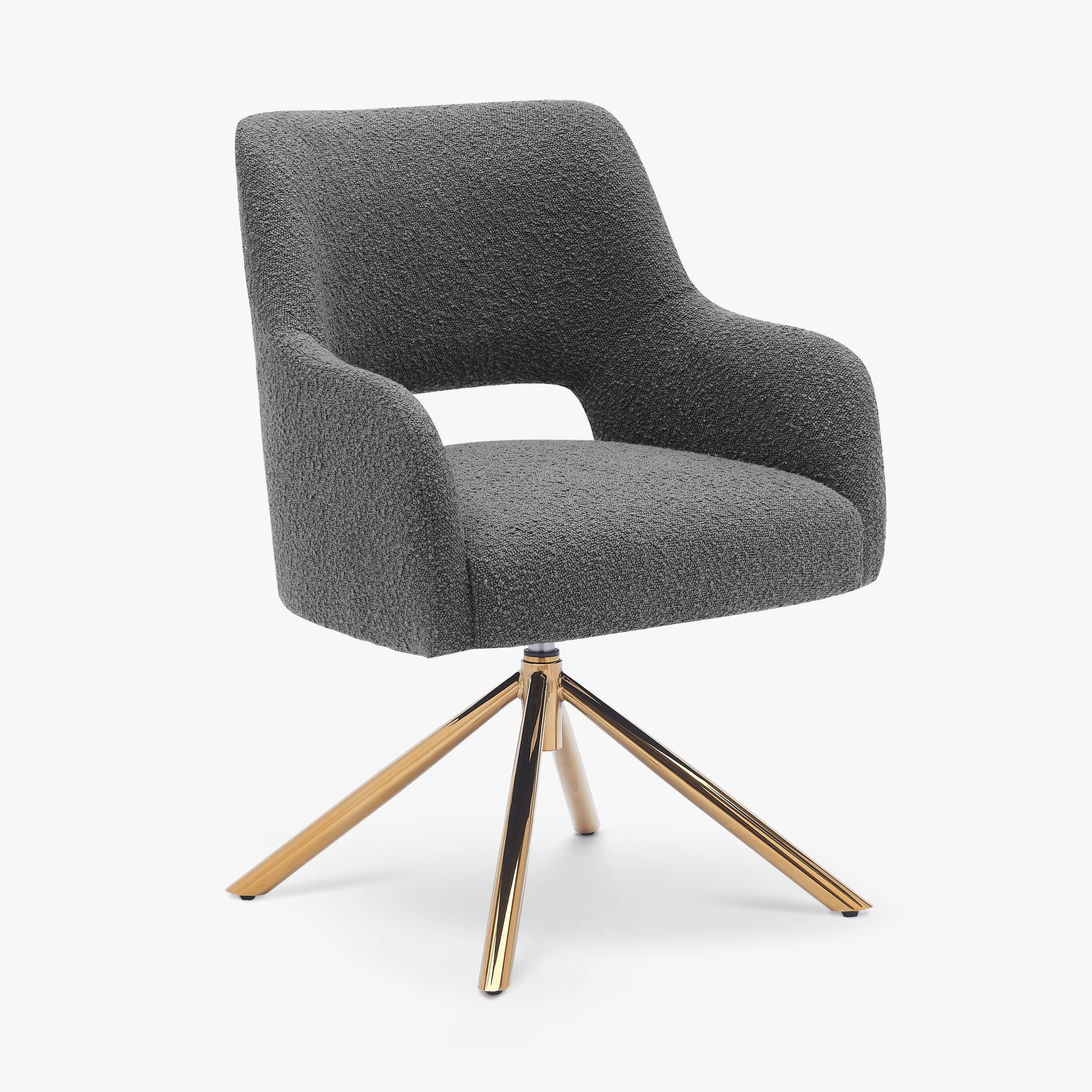 Amélie Mid-Century Modern Wide Boucle Swivel Vanity Chair