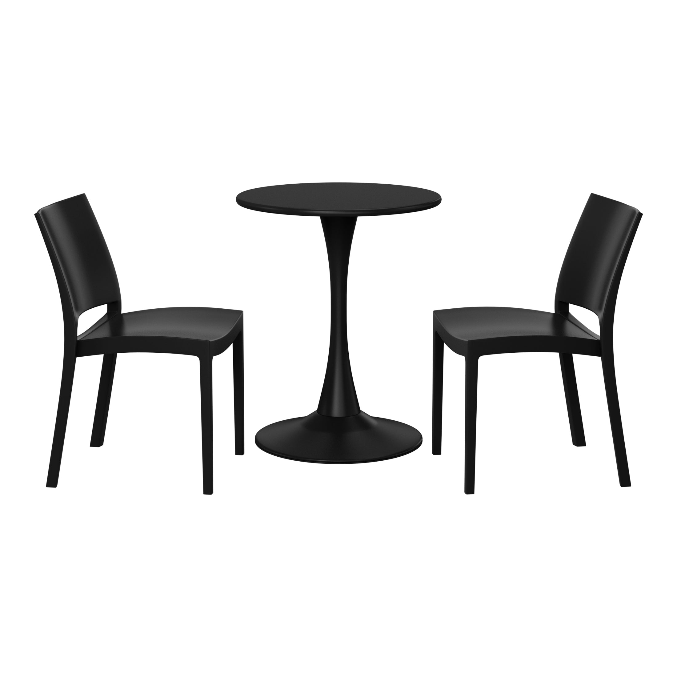 Sunshine 3-Piece Outdoor Round Metal Patio Dining Table Set With Stackable Patio Dining Side Chairs