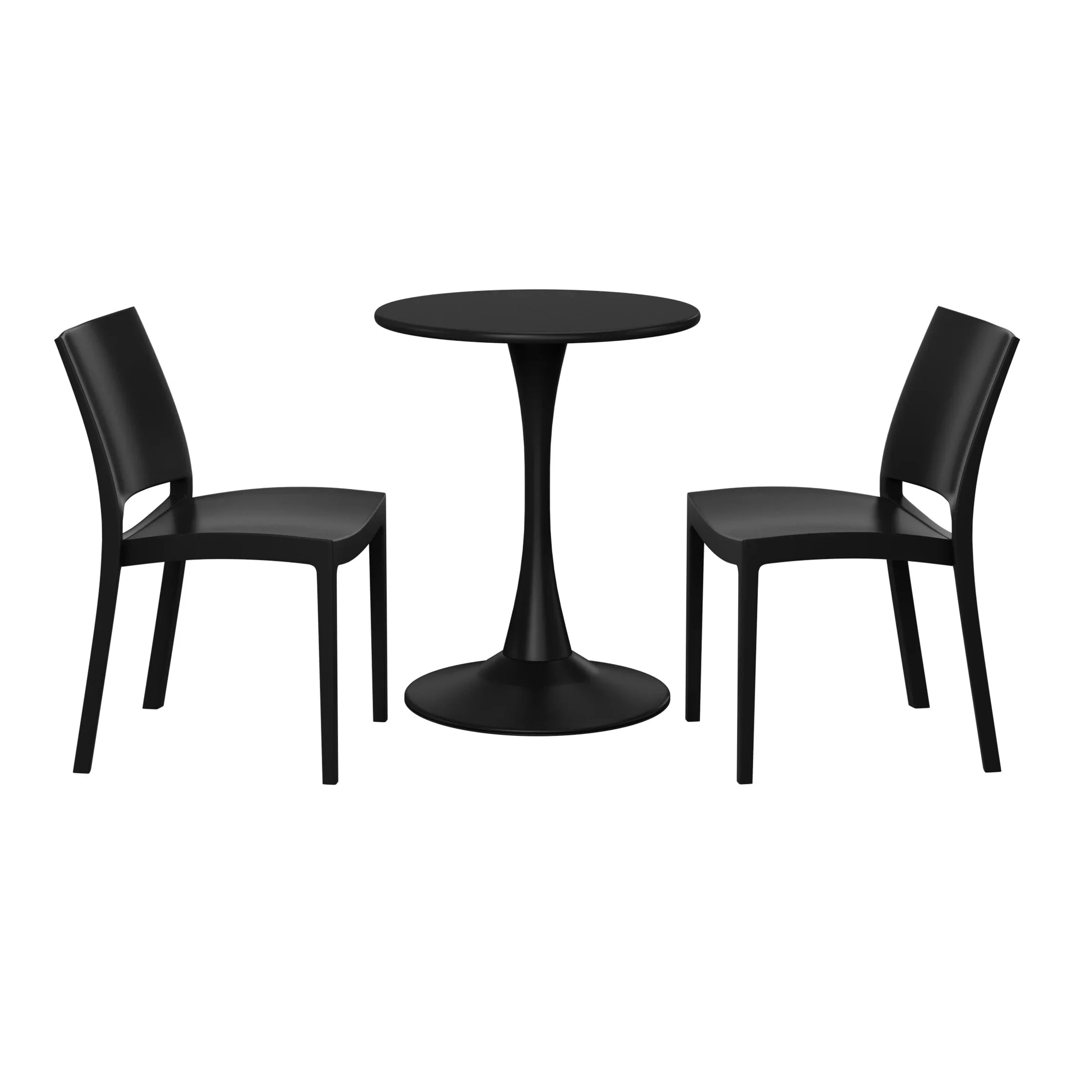Sunshine 3-Piece Outdoor Round Metal Patio Dining Table Set With Stackable Patio Dining Side Chairs