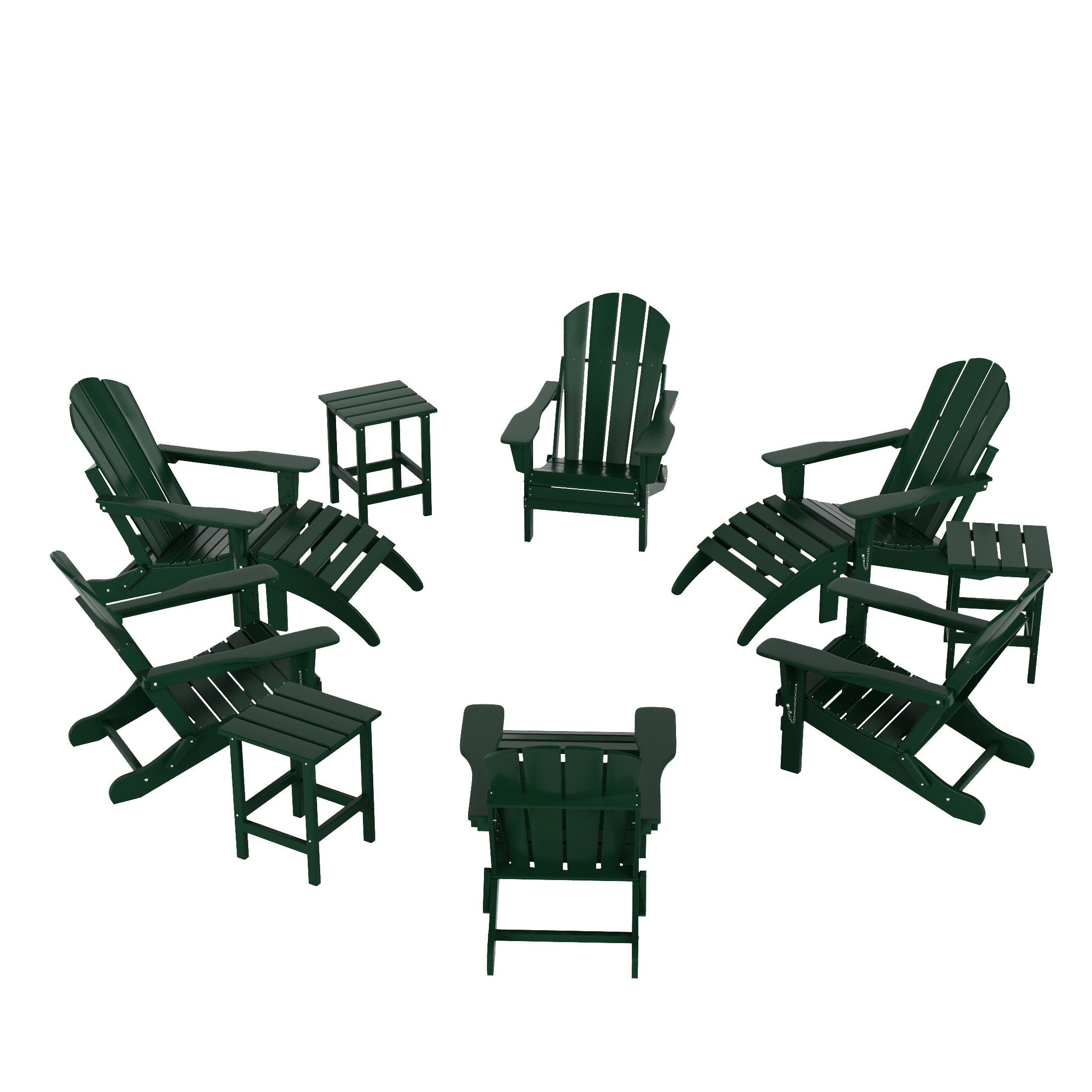 Paradise 12-Piece Outdoor Folding Poly Adirondack Chair With Ottoman And Side Table
