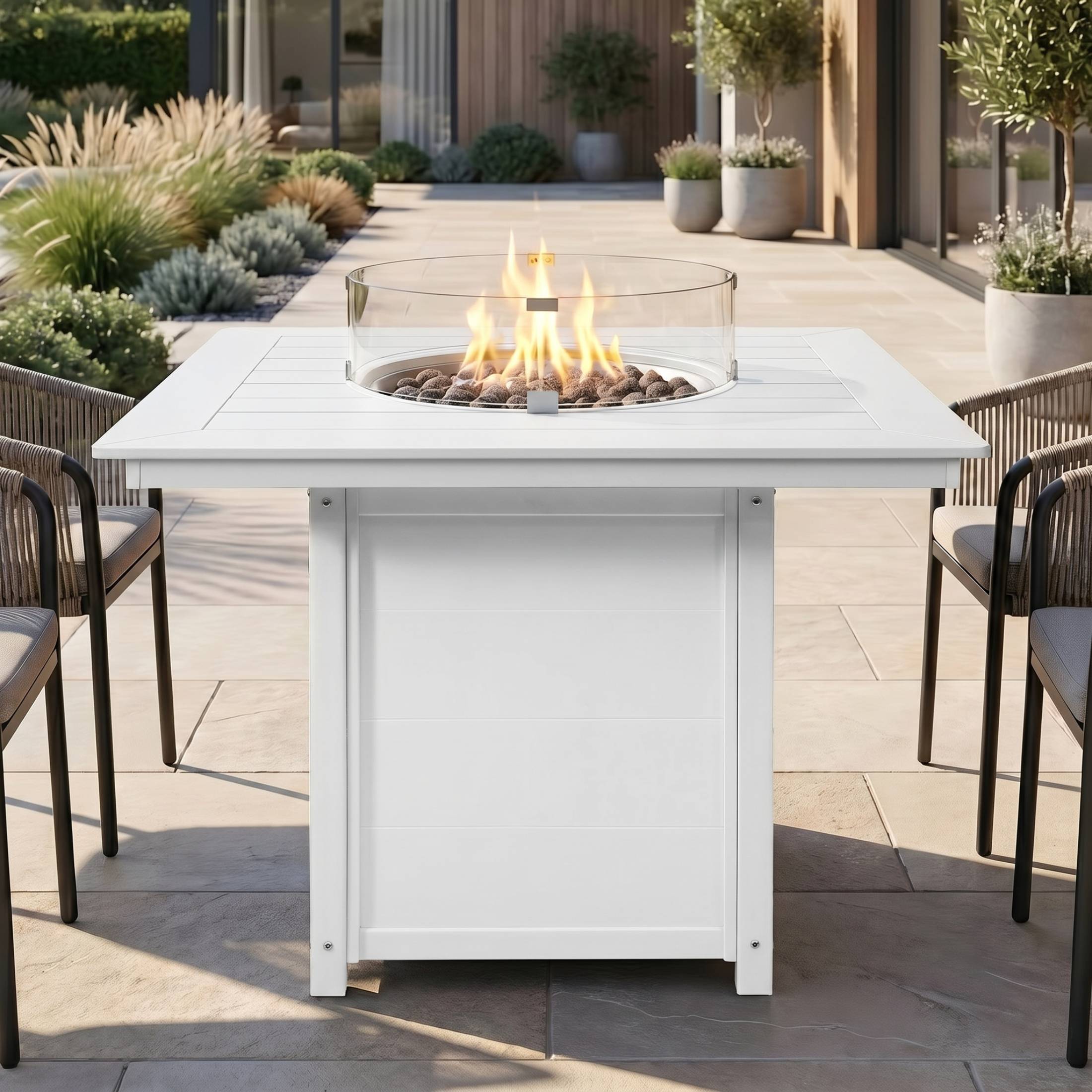 Sol 42" Modern Outdoor Patio Gas Propane Square Fire Pit Table