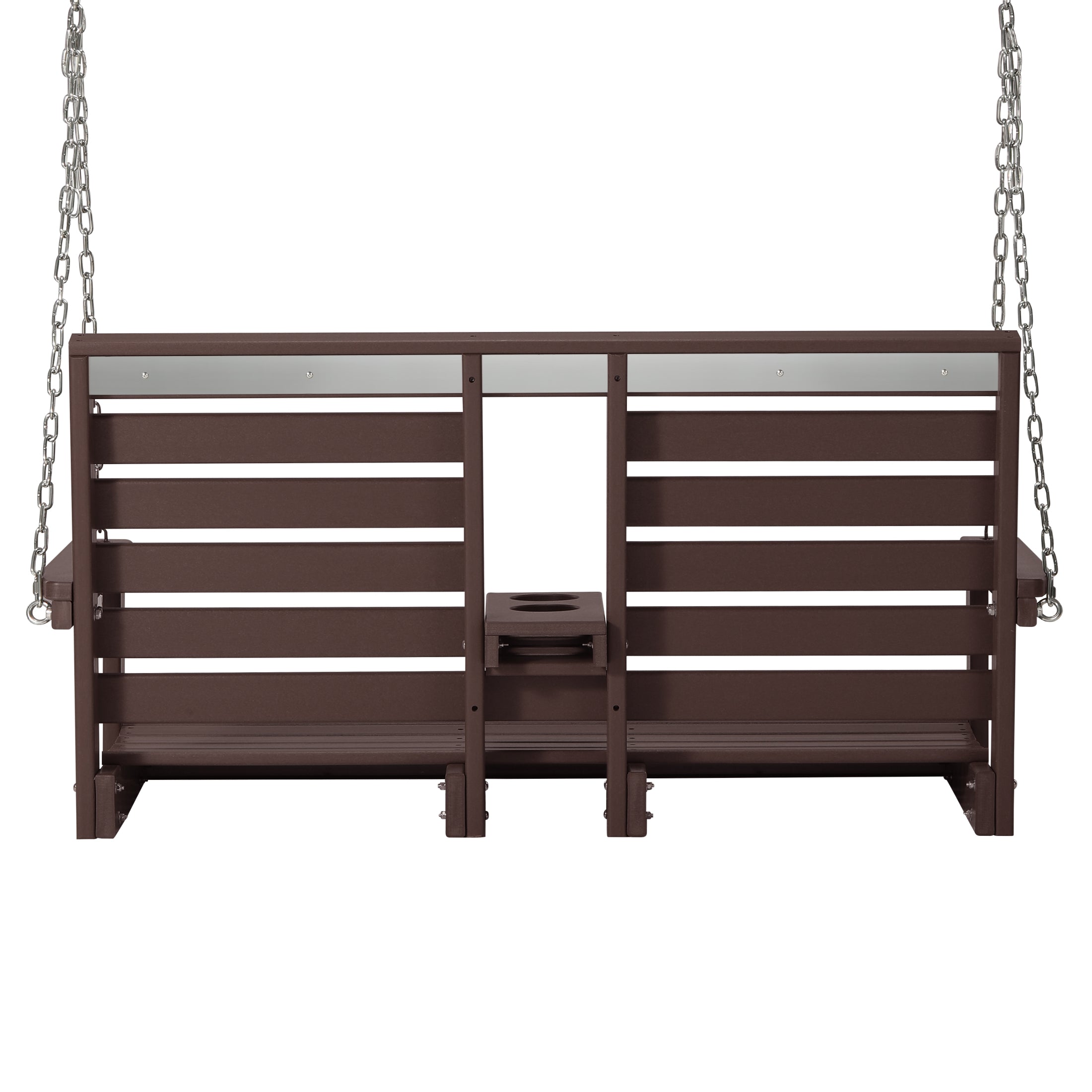 Charleston Outdoor HDPE 54" Front Hanging Porch Swing Bench With Cupholders
