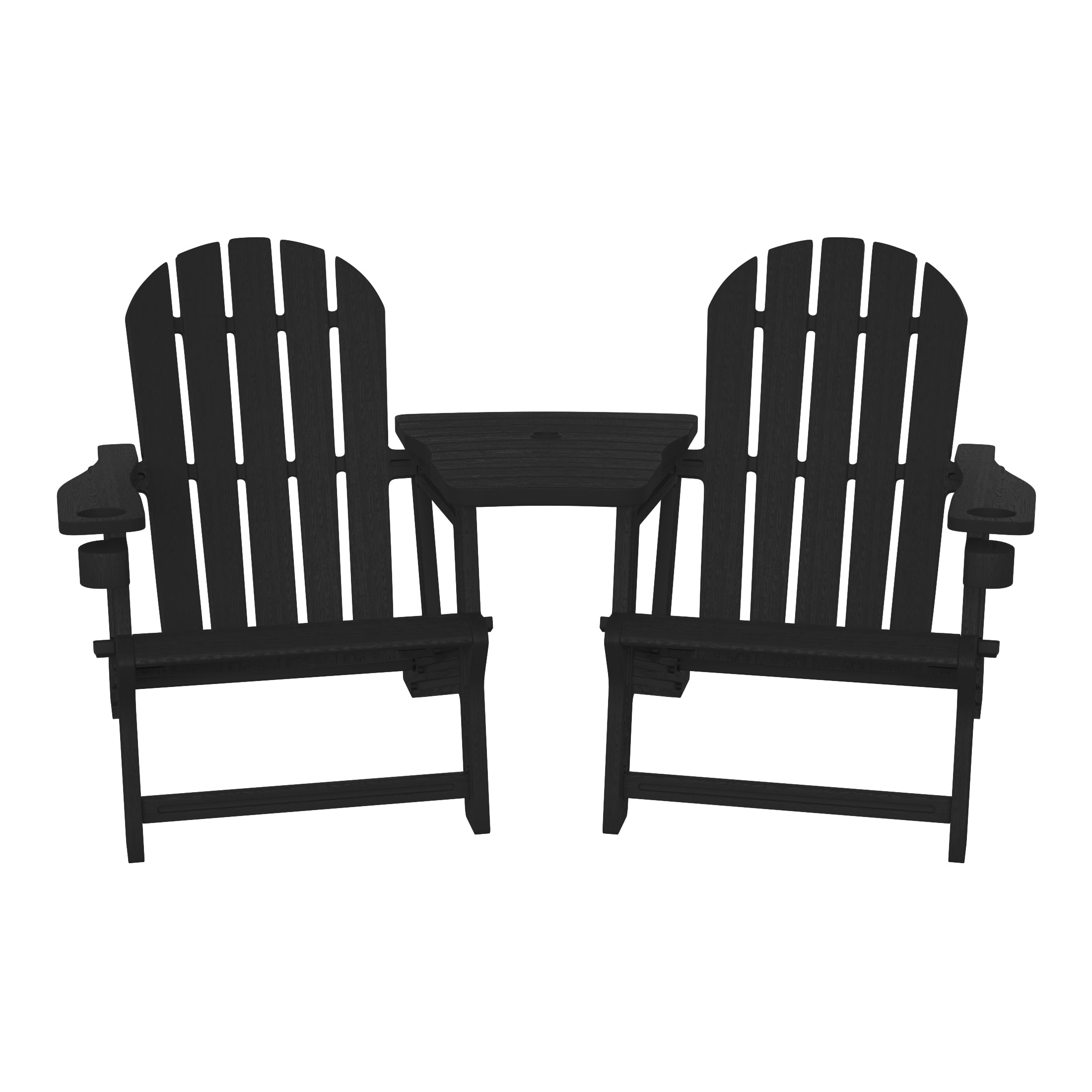 Cayman Outdoor HDPE Adirondack Chairs With Connecting Table Tray (Set of 2)