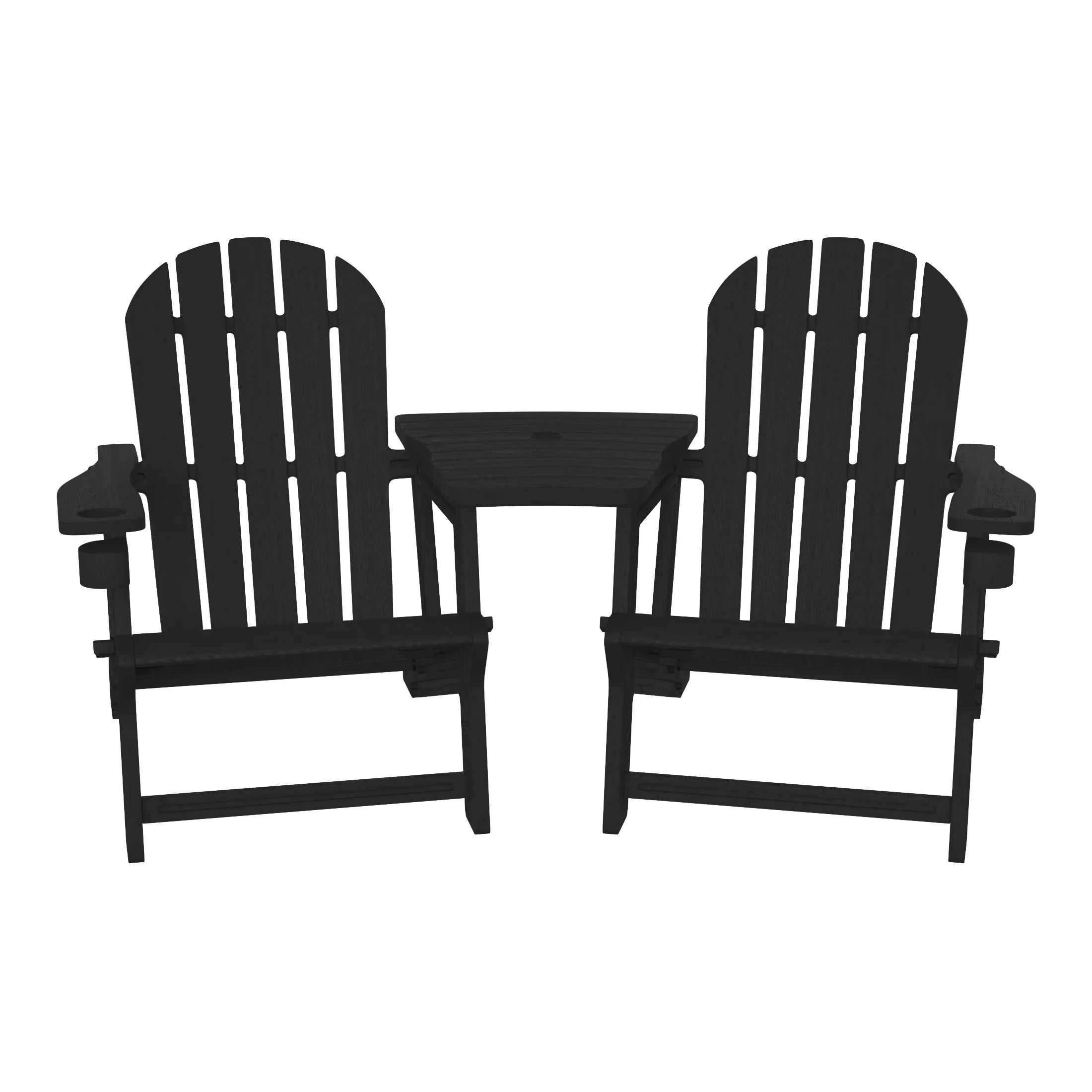 Cayman Outdoor HDPE Adirondack Chairs With Connecting Table Tray (Set of 2)